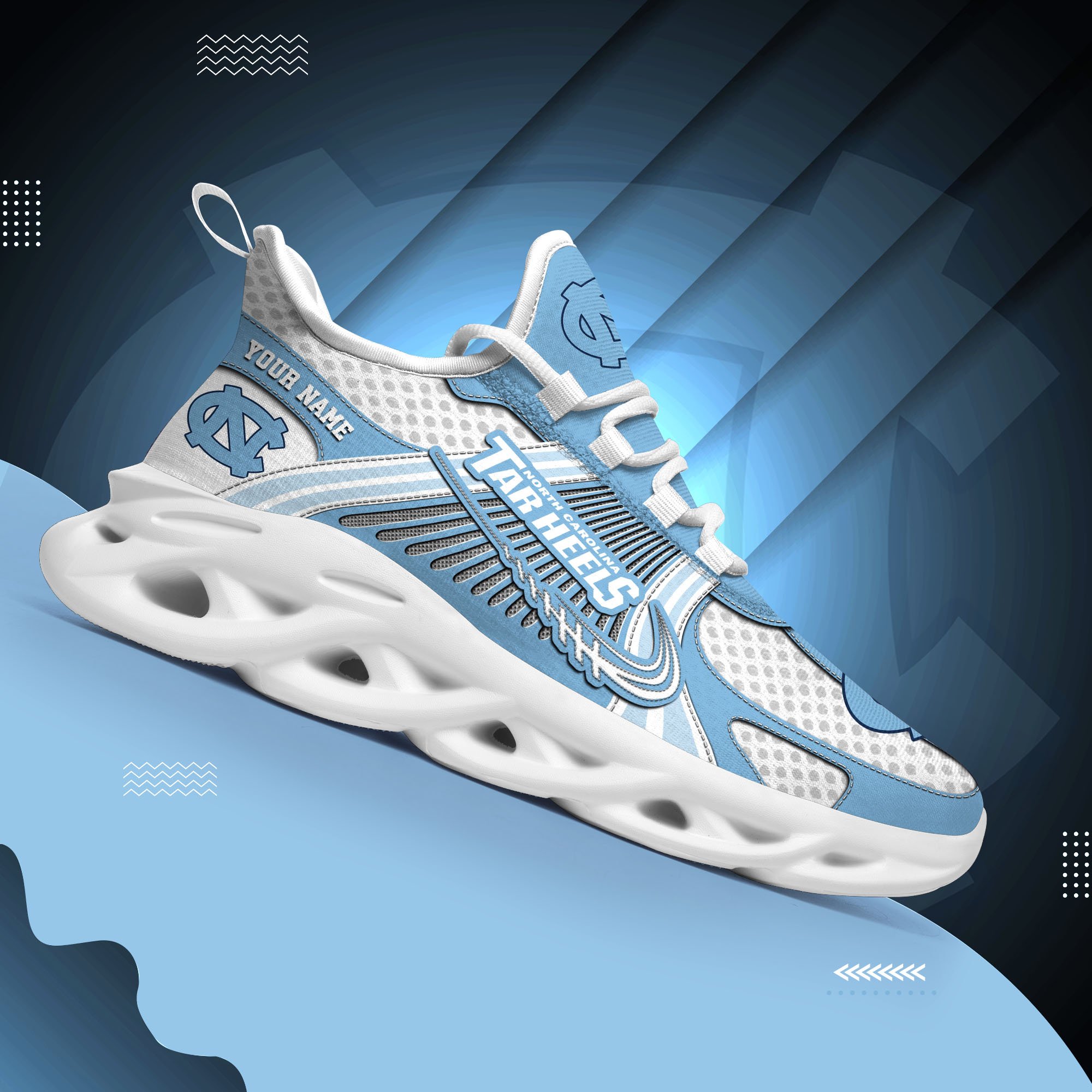 North Carolina Tar Heels Clunky Sneakers Custom Your Name, Sport Sneakers ETRG-62343