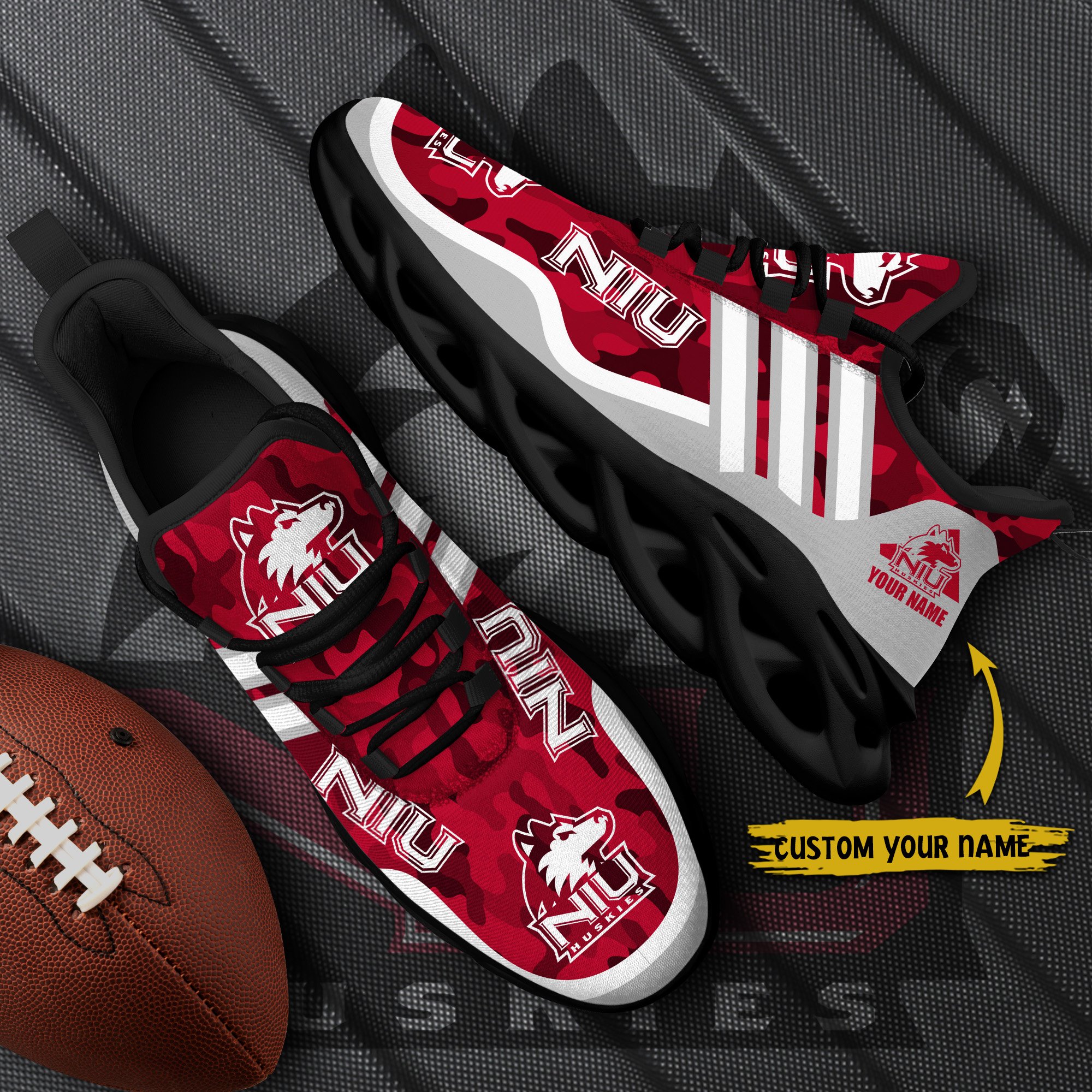 Northern Illinois Huskies Black Max Soul Shoes 2026 Versions Custom Name 466