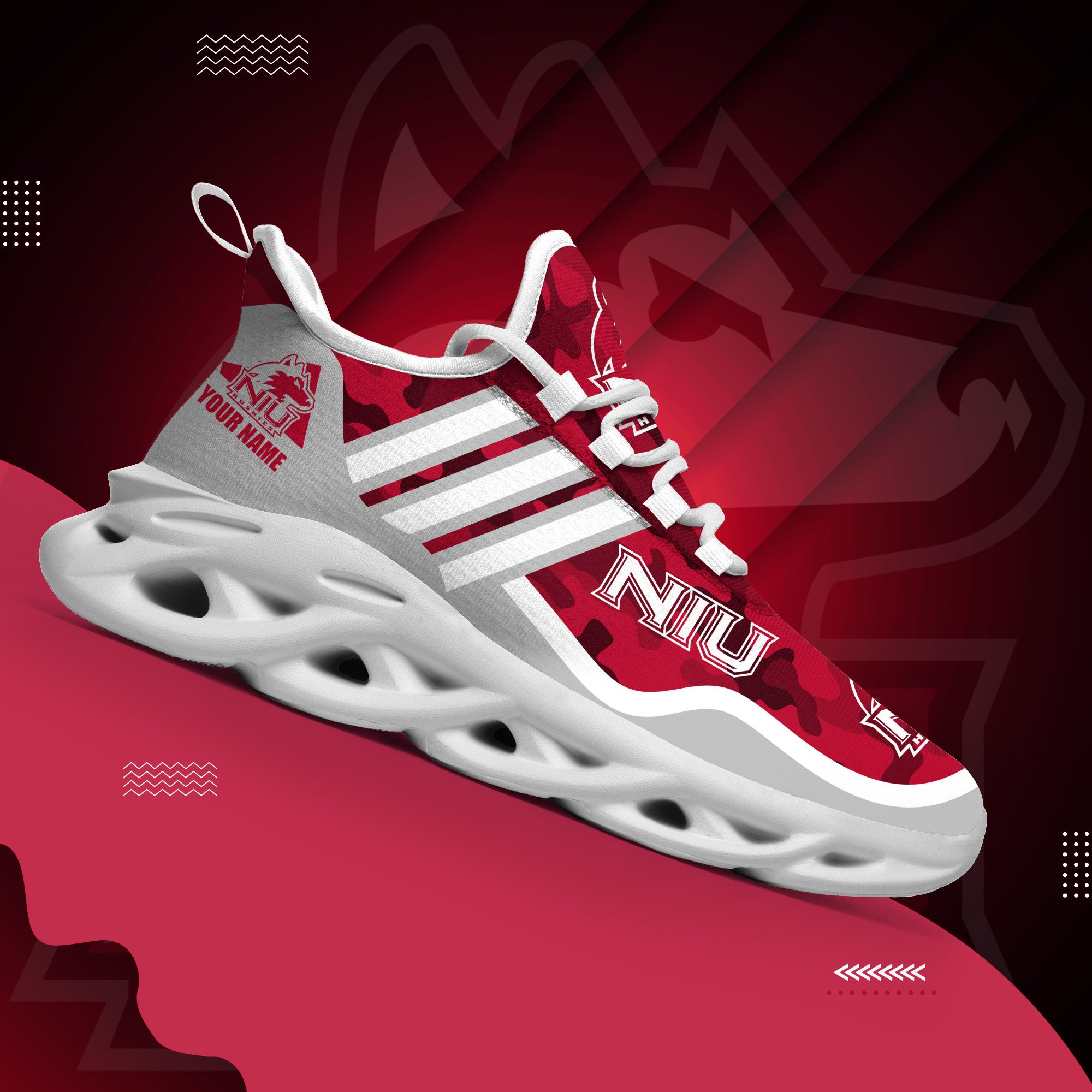 Northern Illinois Huskies Black Max Soul Shoes 2026 Versions Custom Name 466