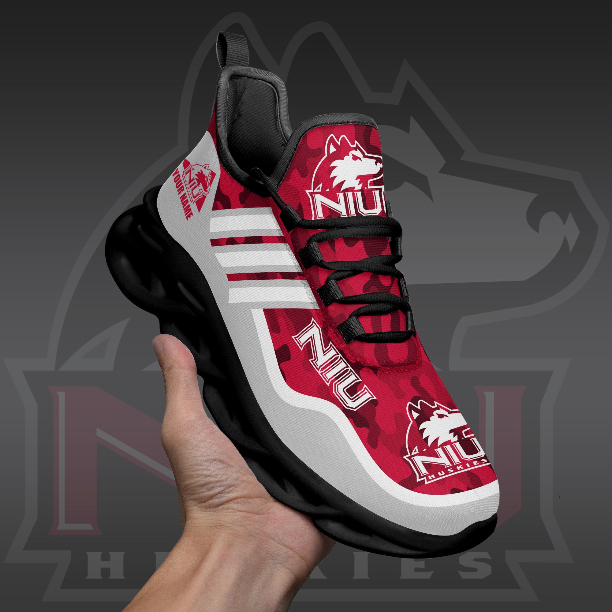 Northern Illinois Huskies Black Max Soul Shoes 2026 Versions Custom Name 466