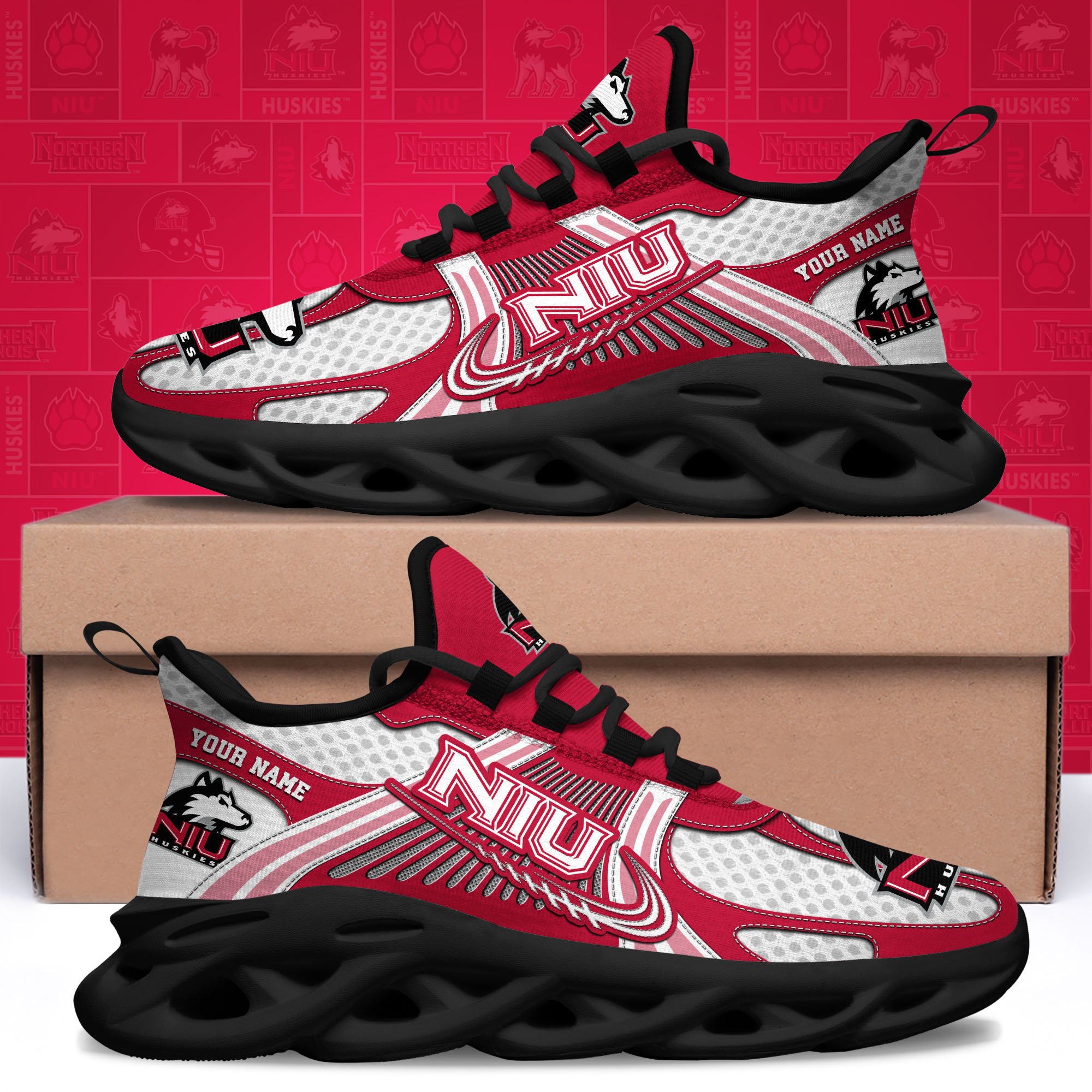 Northern Illinois Huskies Clunky Sneakers Custom Your Name, Sport Sneakers, Sport Gifts For Fan, Gifts For Him