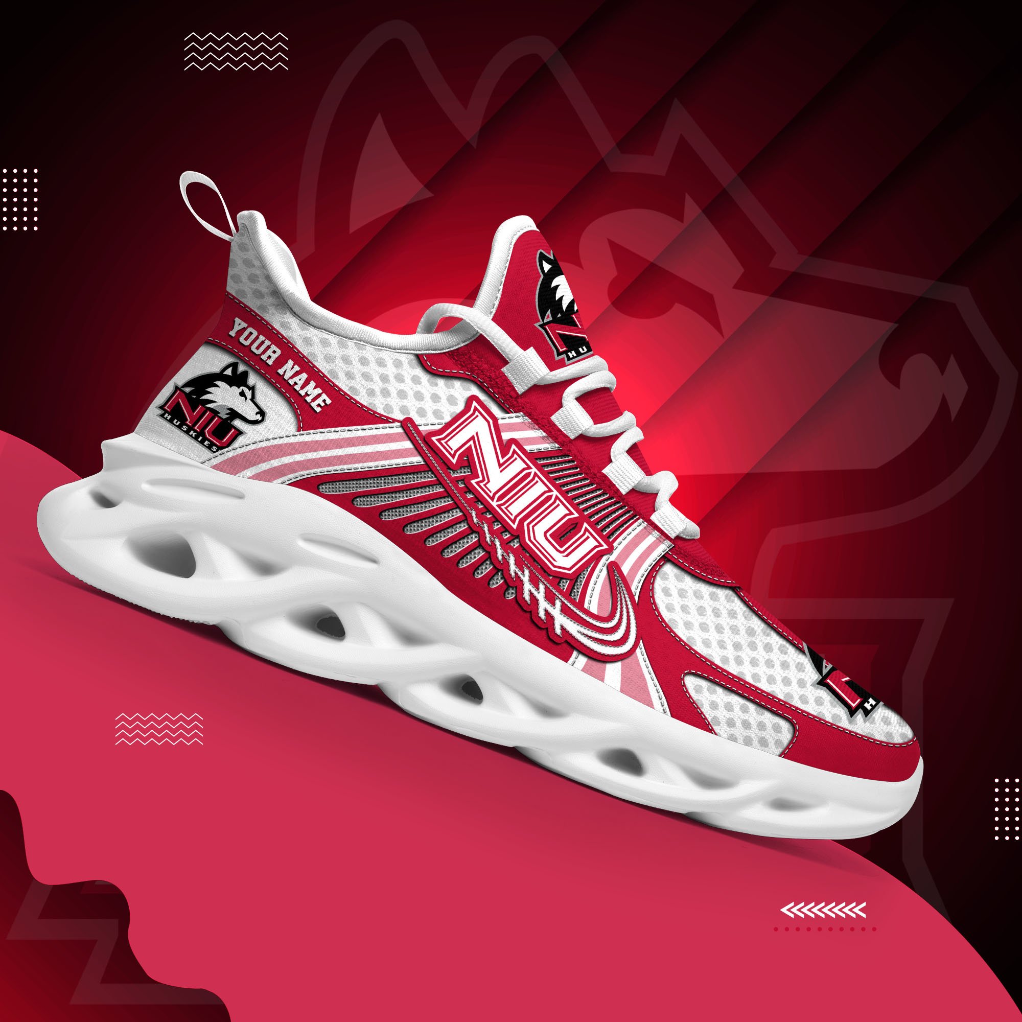 Northern Illinois Huskies Clunky Sneakers Custom Your Name, Sport Sneakers, Sport Gifts For Fan, Gifts For Him