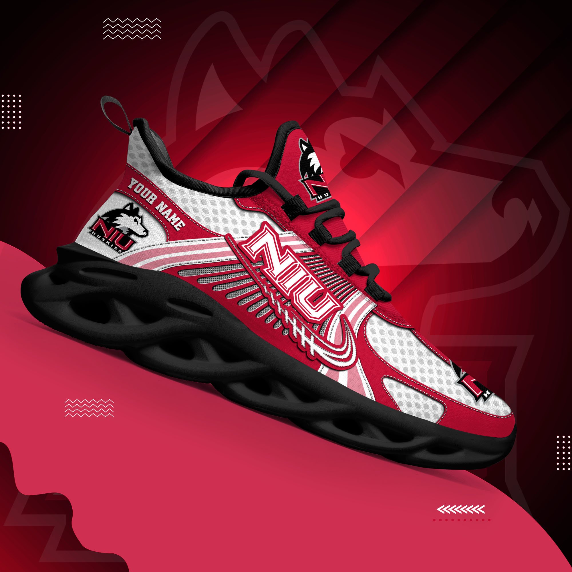 Northern Illinois Huskies Clunky Sneakers Custom Your Name, Sport Sneakers, Sport Gifts For Fan, Gifts For Him