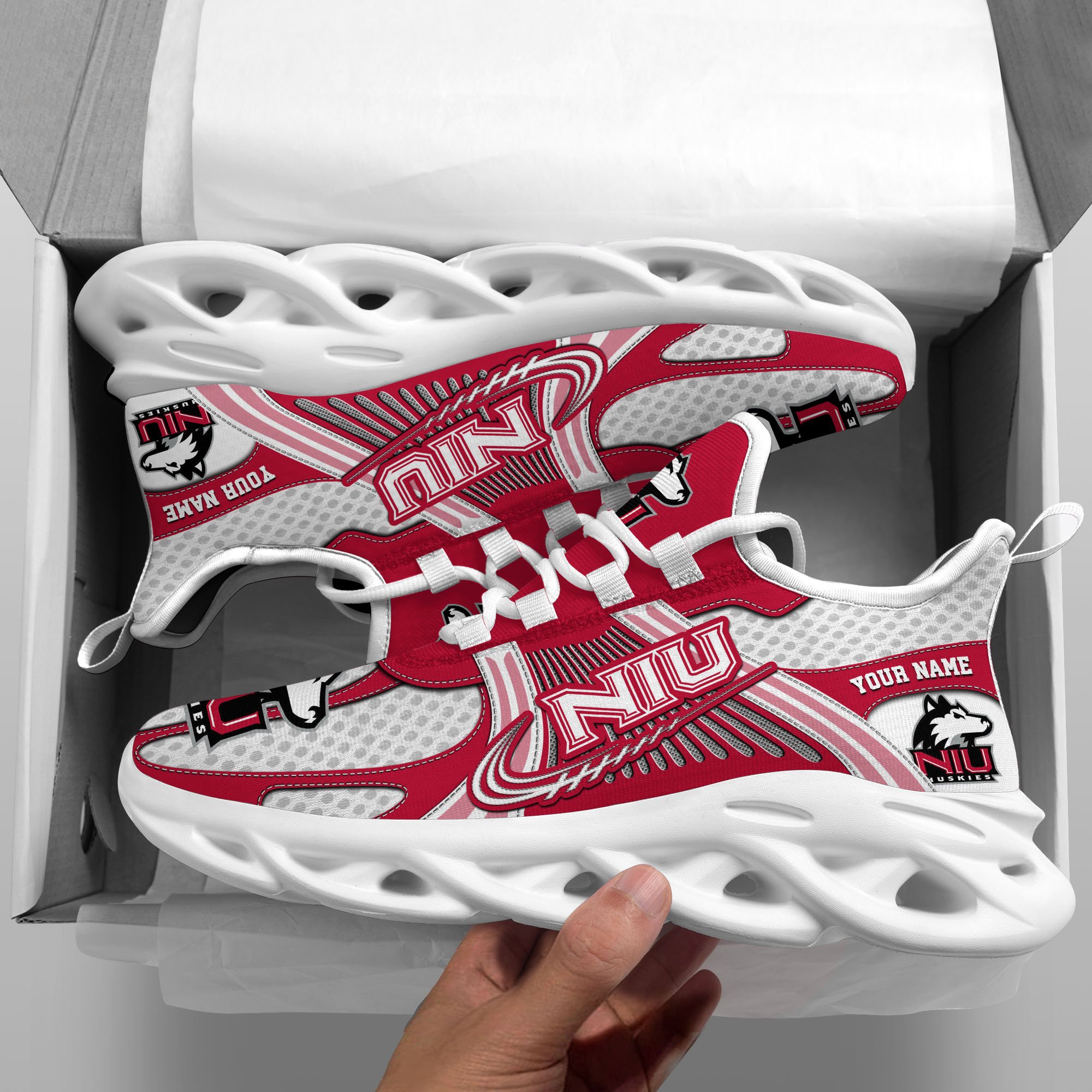 Northern Illinois Huskies Clunky Sneakers Custom Your Name, Sport Sneakers, Sport Gifts For Fan, Gifts For Him