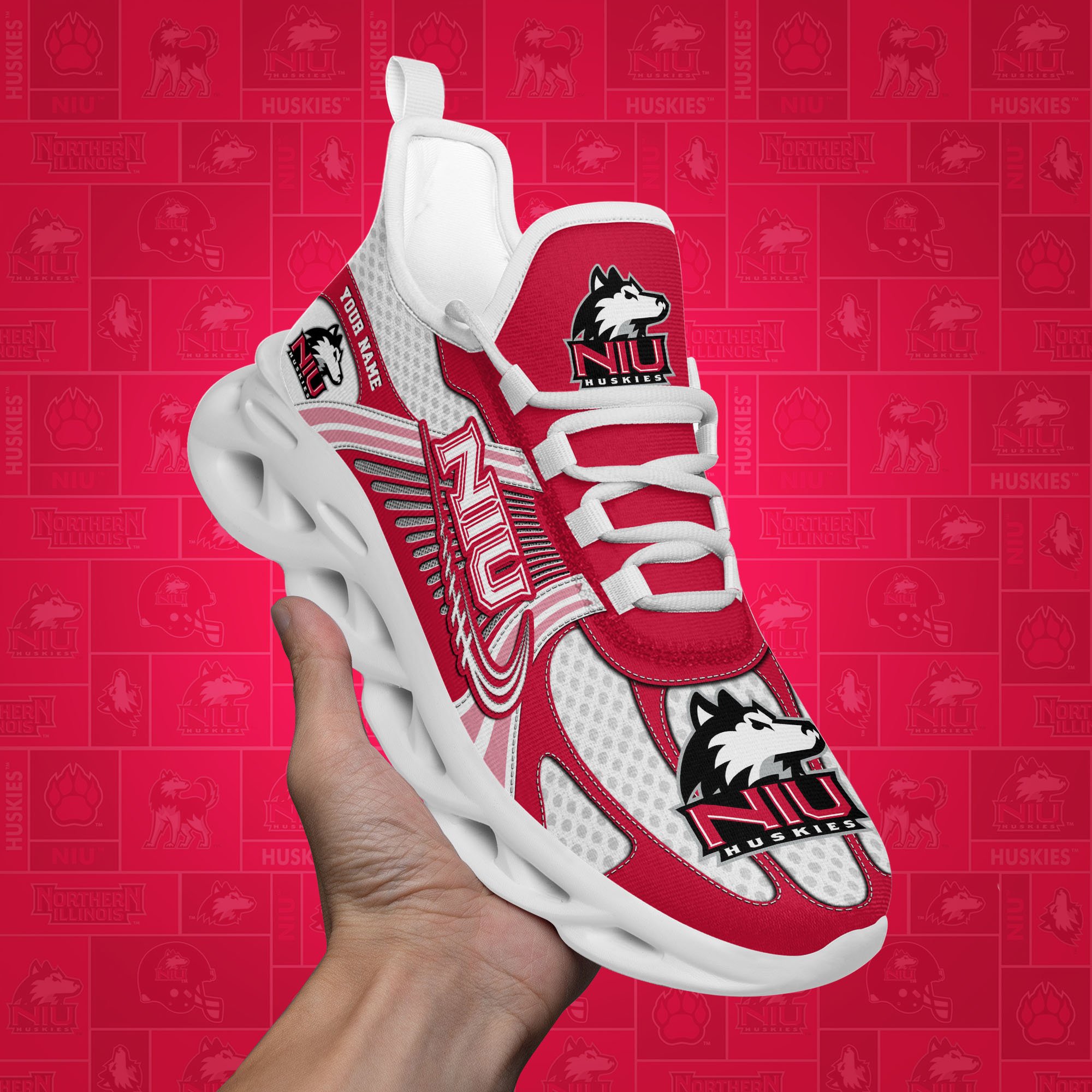 Northern Illinois Huskies Clunky Sneakers Custom Your Name, Sport Sneakers, Sport Gifts For Fan, Gifts For Him