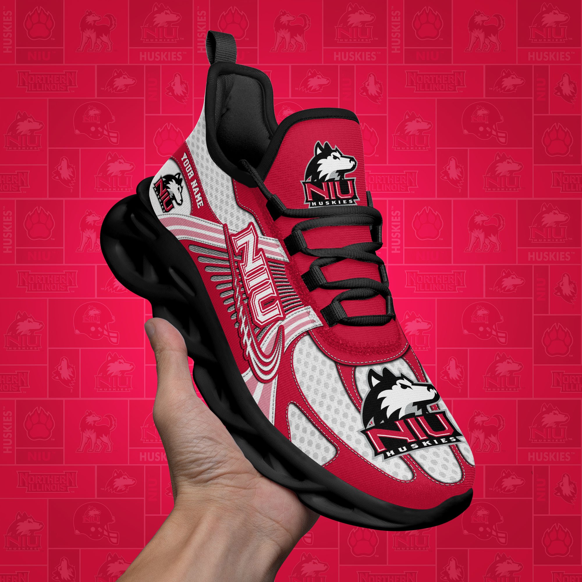 Northern Illinois Huskies Clunky Sneakers Custom Your Name, Sport Sneakers, Sport Gifts For Fan, Gifts For Him