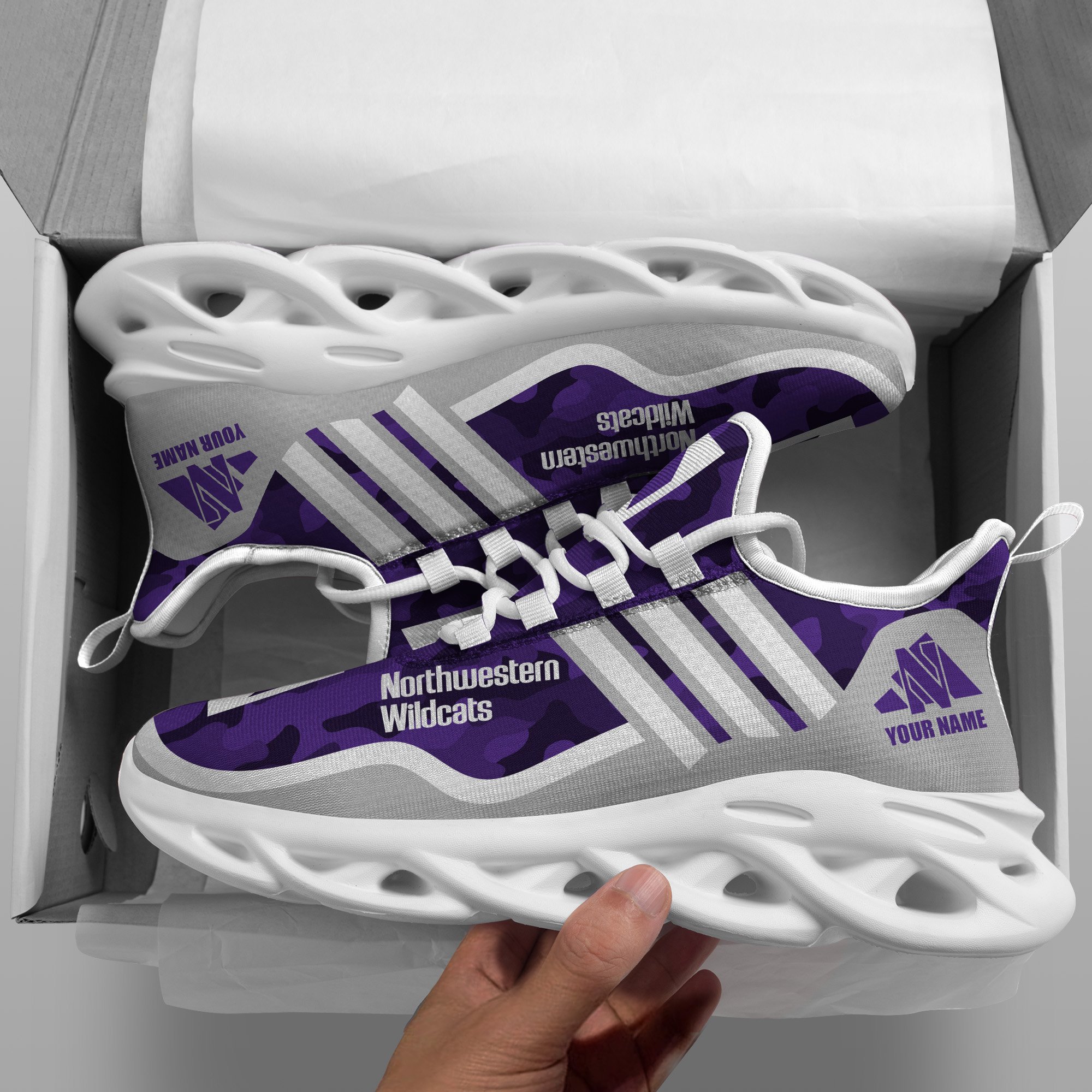 Northwestern Wildcats Black Max Soul Shoes 2026 Versions Custom Name 466