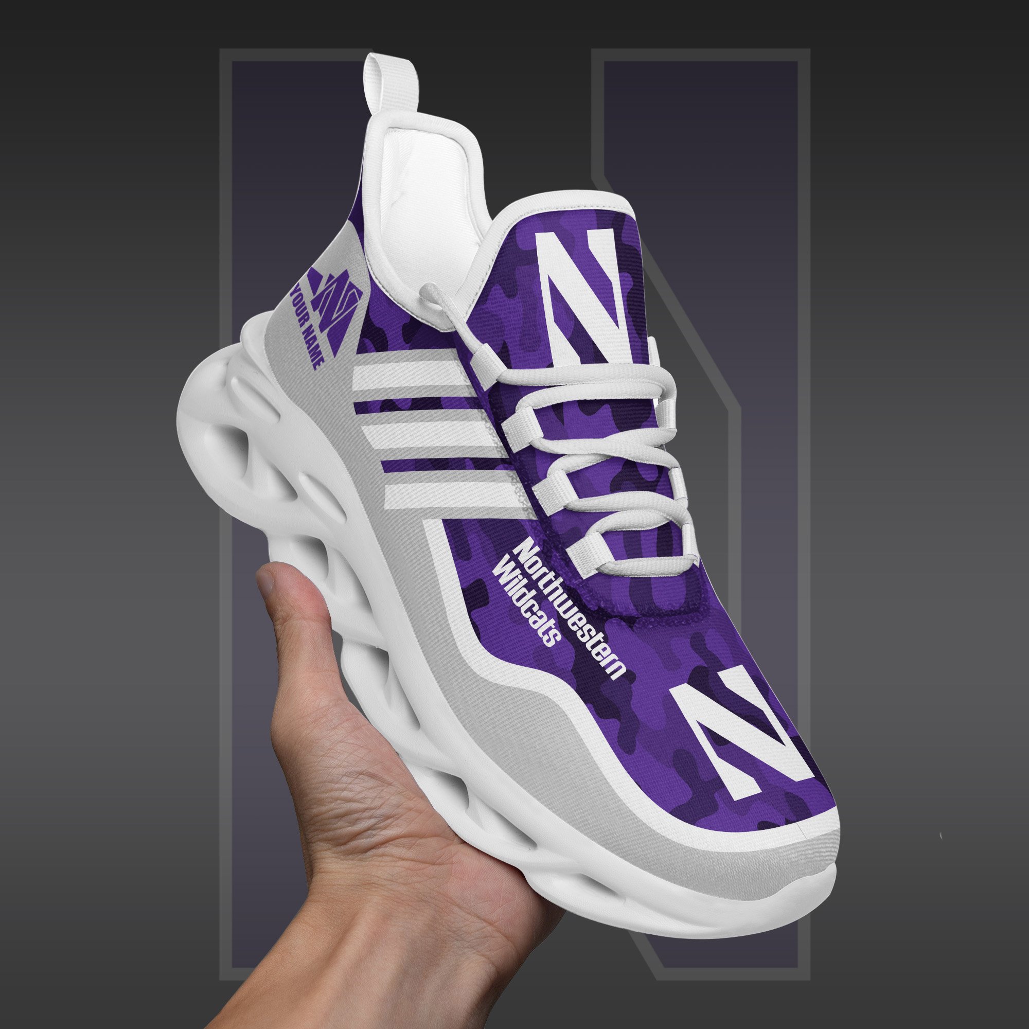 Northwestern Wildcats Black Max Soul Shoes 2026 Versions Custom Name 466