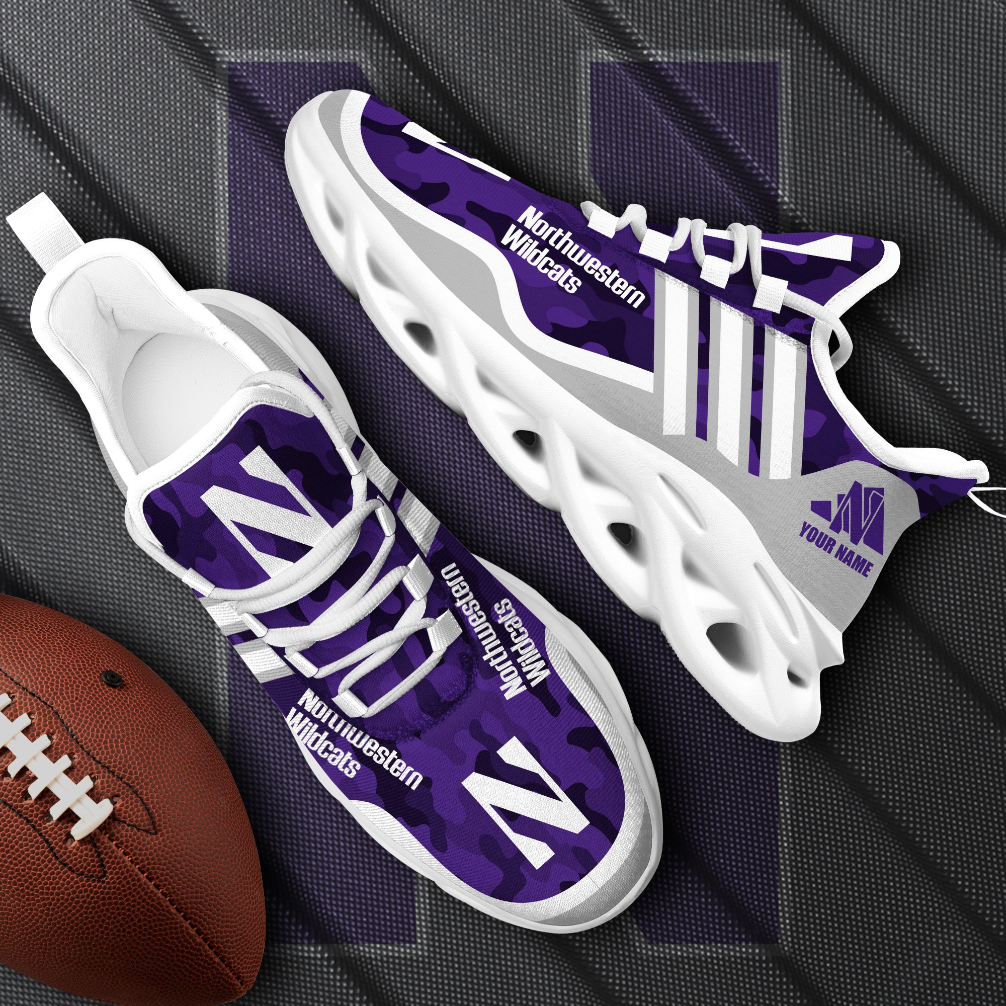 Northwestern Wildcats Black Max Soul Shoes 2026 Versions Custom Name 466