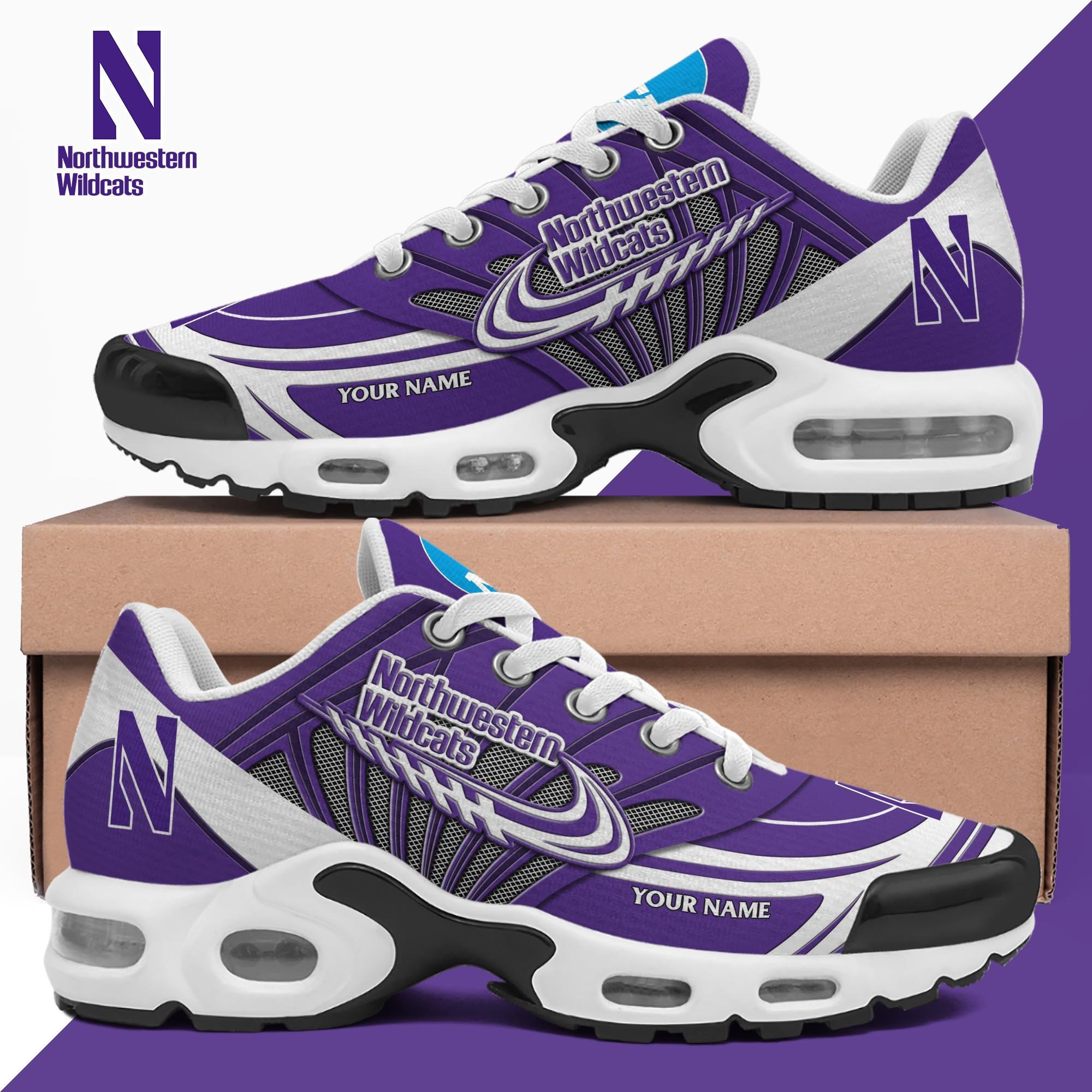 Northwestern Wildcats Personalized TN Air Max Shoes Air Cushion Sneakers