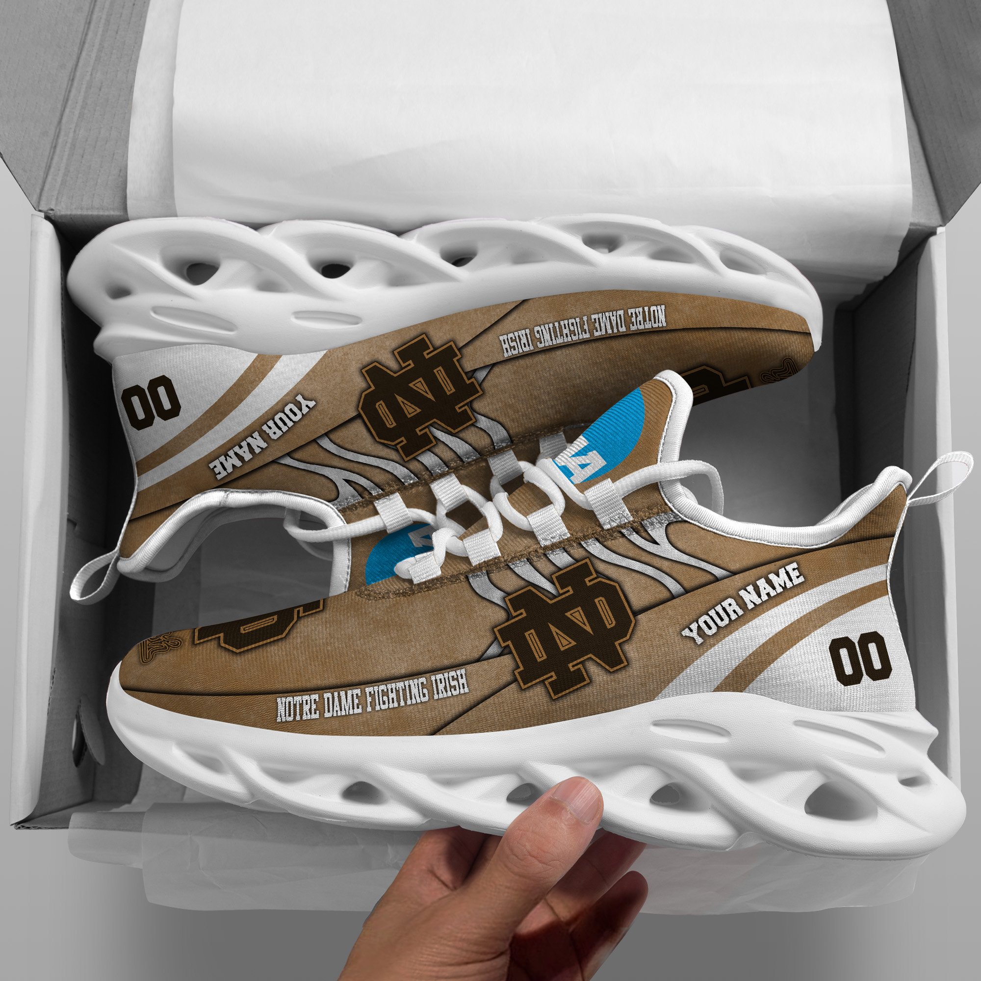 Notre Dame Fighting Irish Black Max Soul Shoes 2026 Versions Custom Your Name And Number 312