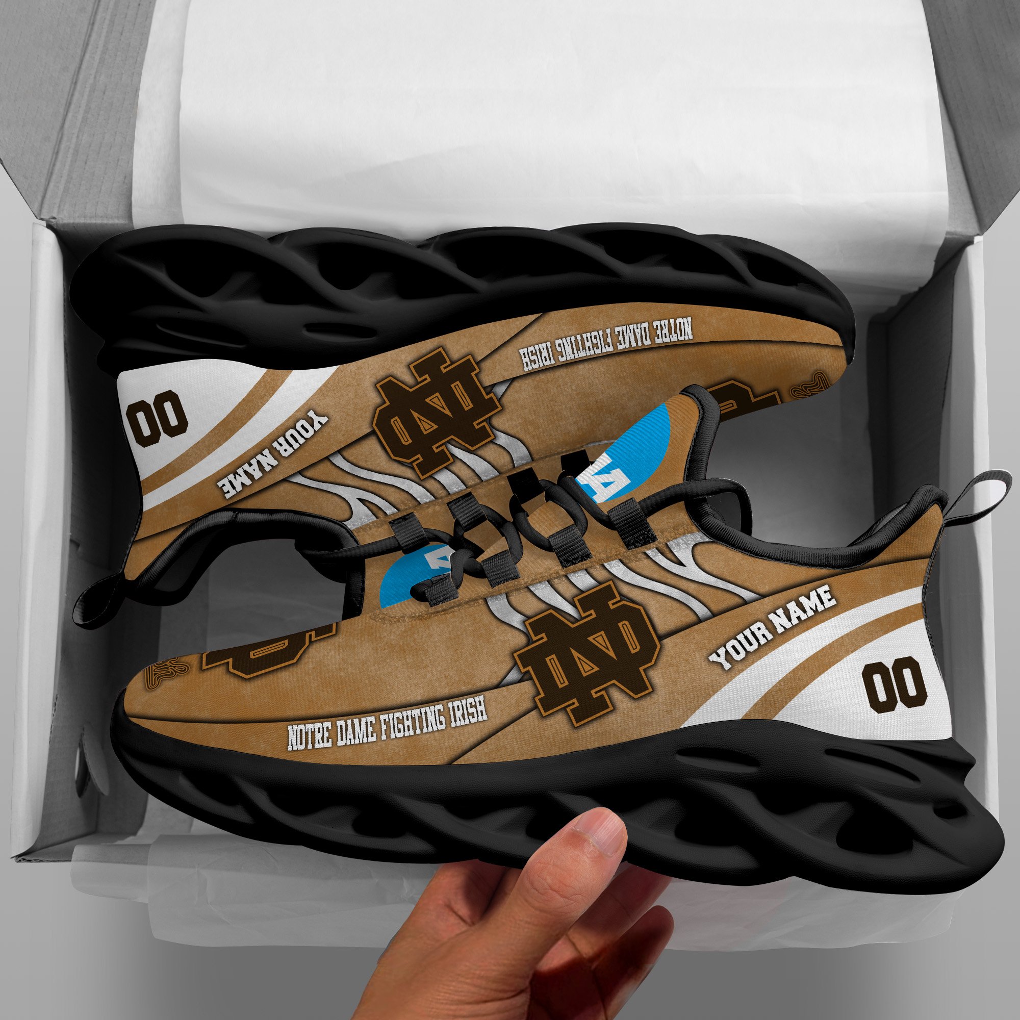 Notre Dame Fighting Irish Black Max Soul Shoes 2026 Versions Custom Your Name And Number 312