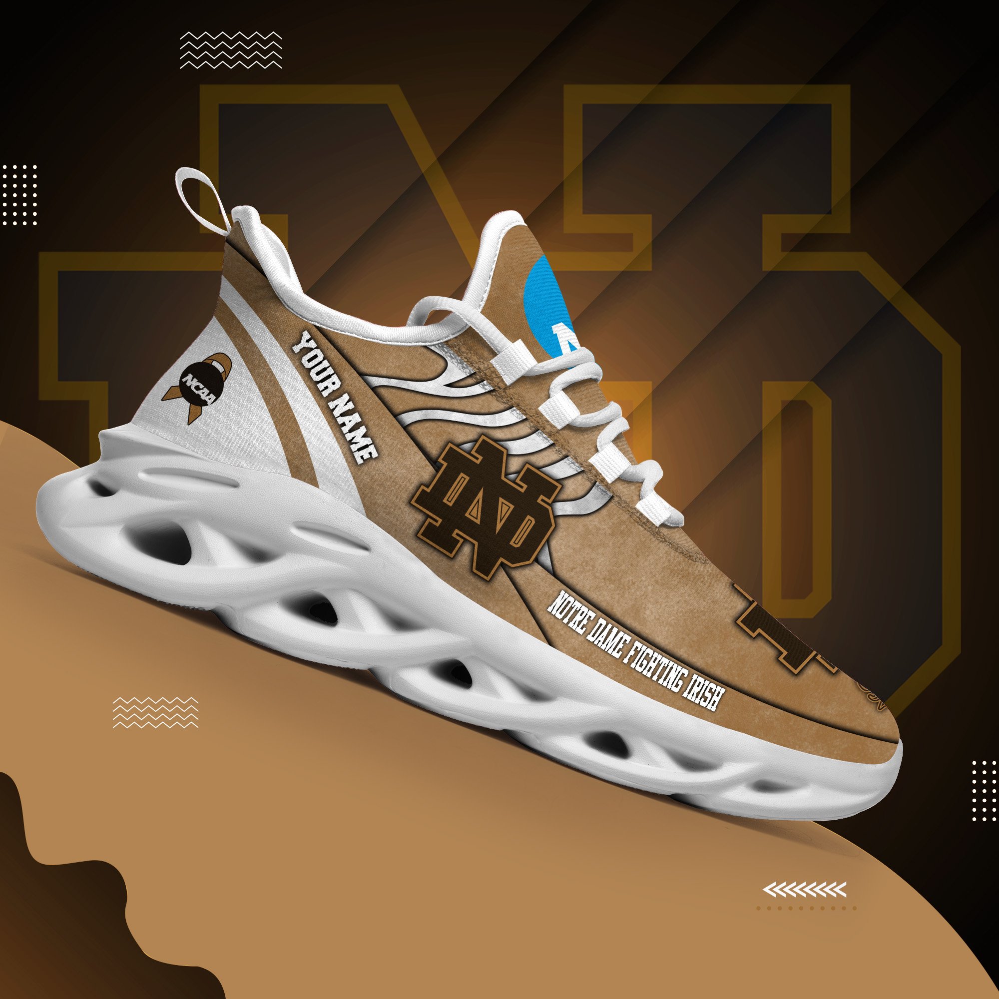 Notre Dame Fighting Irish Black Max Soul Shoes 2026 Versions Custom Your Name And Number 312