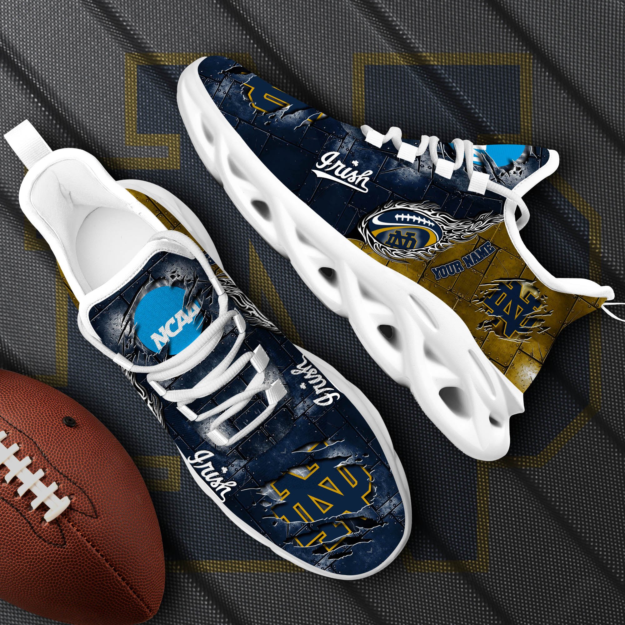 Notre Dame Fighting Irish Black Max Soul Shoes 2026 Versions, White Max Soul Shoes Custom Your Name PH879