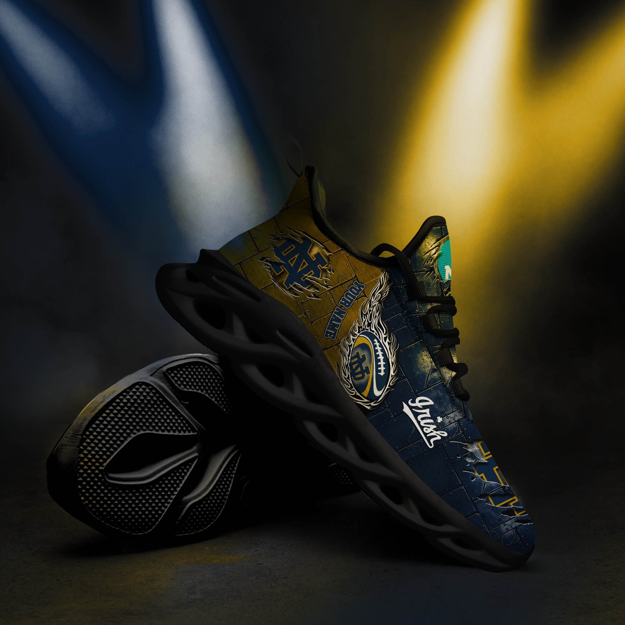 Notre Dame Fighting Irish Black Max Soul Shoes 2026 Versions, White Max Soul Shoes Custom Your Name PH879