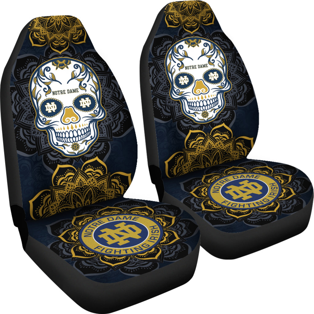 Notre Dame Fighting Irish Car Seat Covers Skull Mandala For Fan Ph221109-25