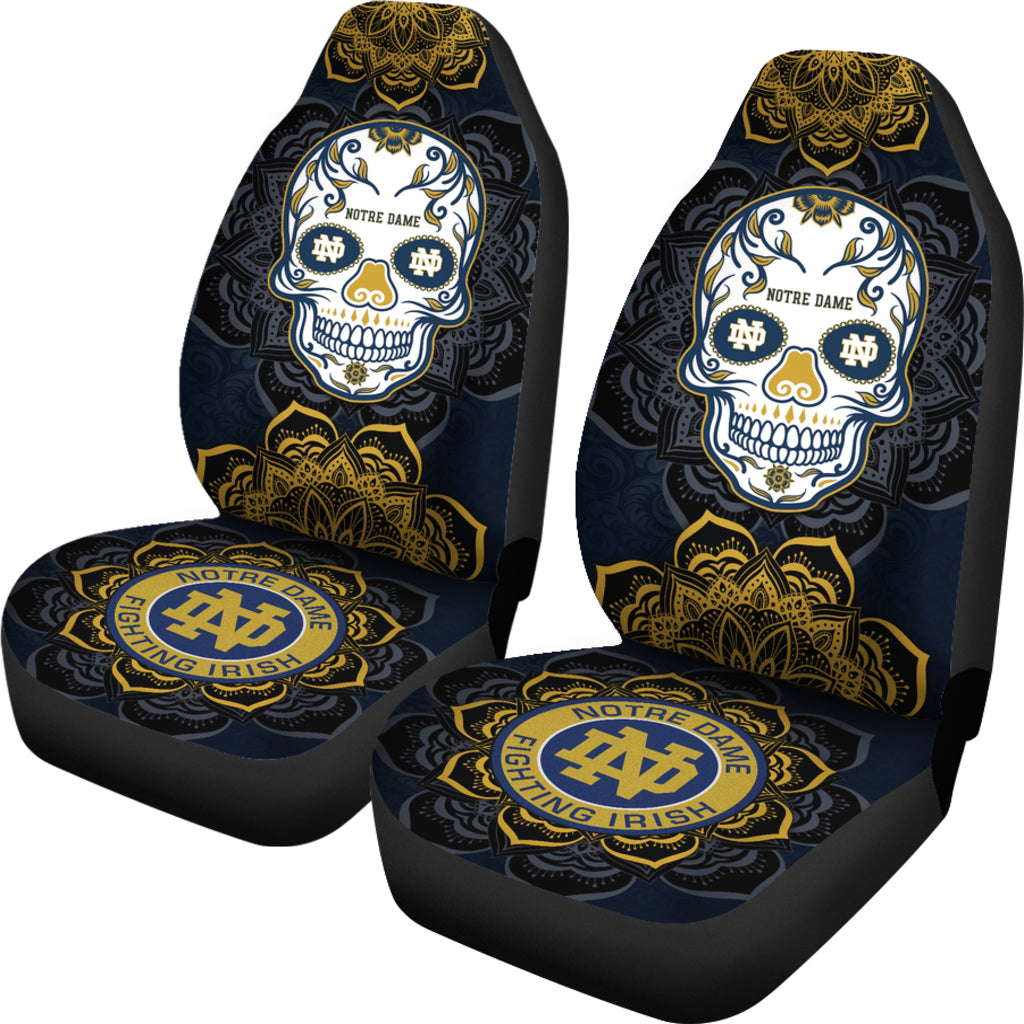 Notre Dame Fighting Irish Car Seat Covers Skull Mandala For Fan Ph221109-25