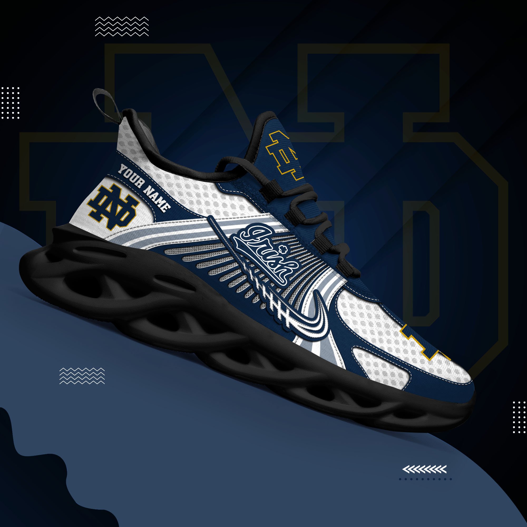 Notre Dame Fighting Irish Clunky Sneakers Custom Your Name, Sport Sneakers ETRG-62343