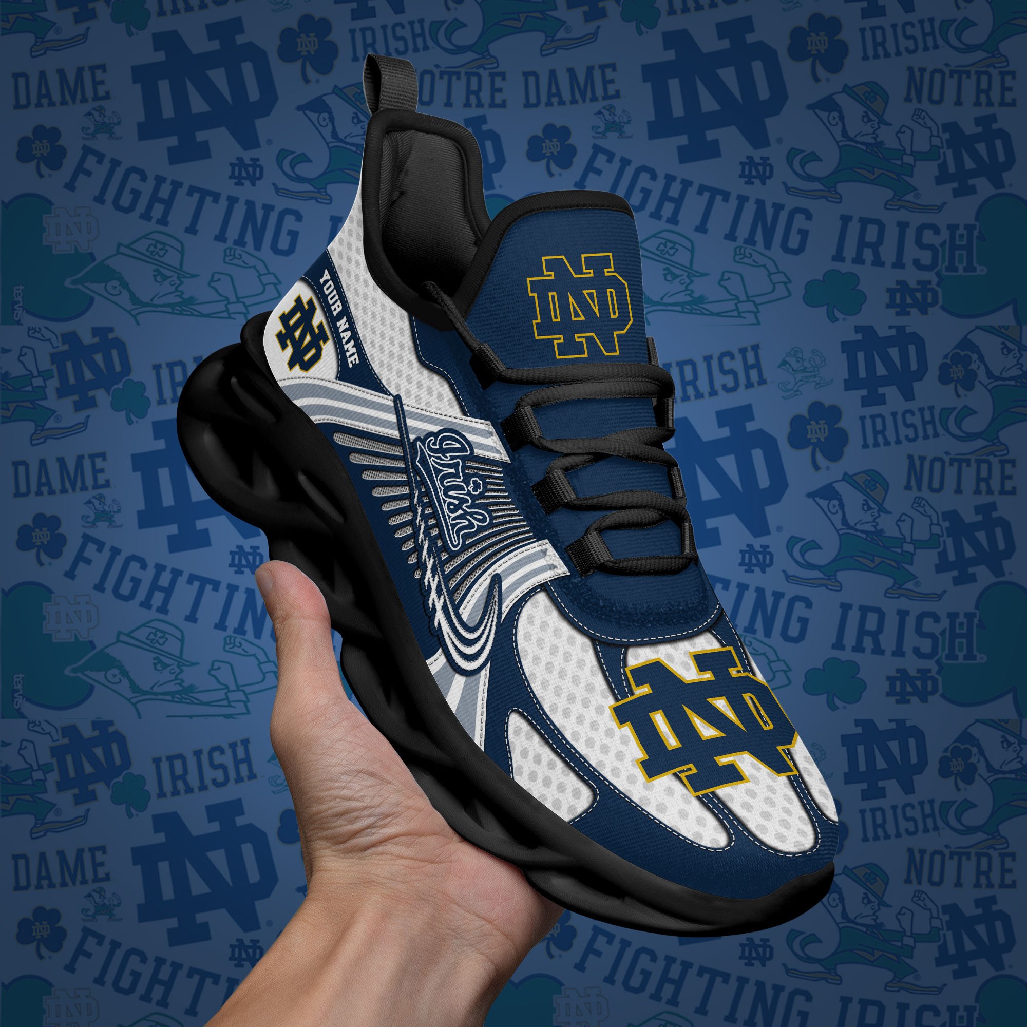 Notre Dame Fighting Irish Clunky Sneakers Custom Your Name, Sport Sneakers ETRG-62343