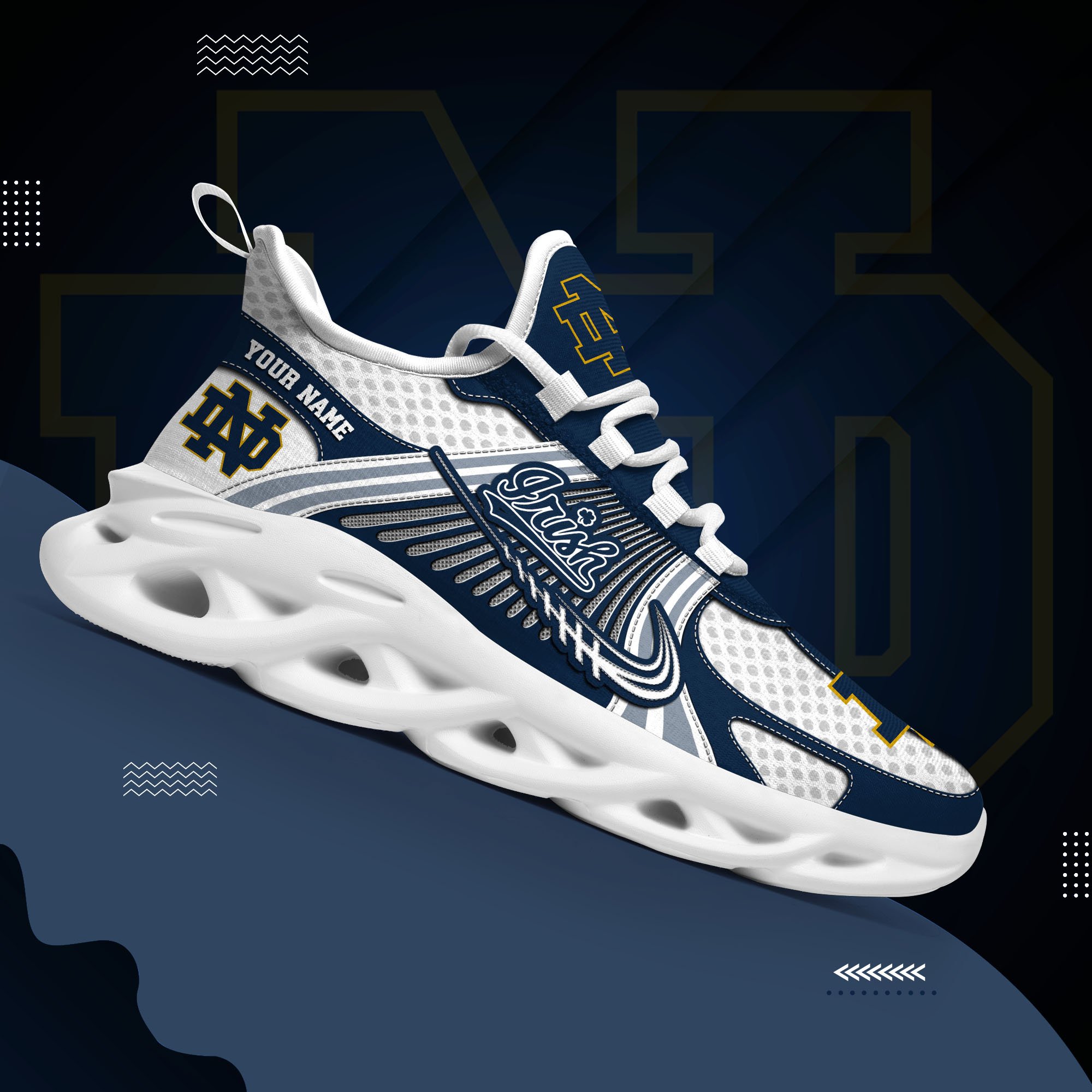 Notre Dame Fighting Irish Clunky Sneakers Custom Your Name, Sport Sneakers ETRG-62343
