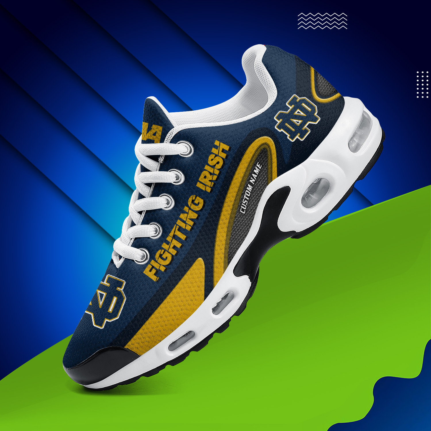 Notre Dame Fighting Irish Personalized Name Team Logo Mix Colors Oval Line TN Air Max Shoes Air Cushion Sneakers