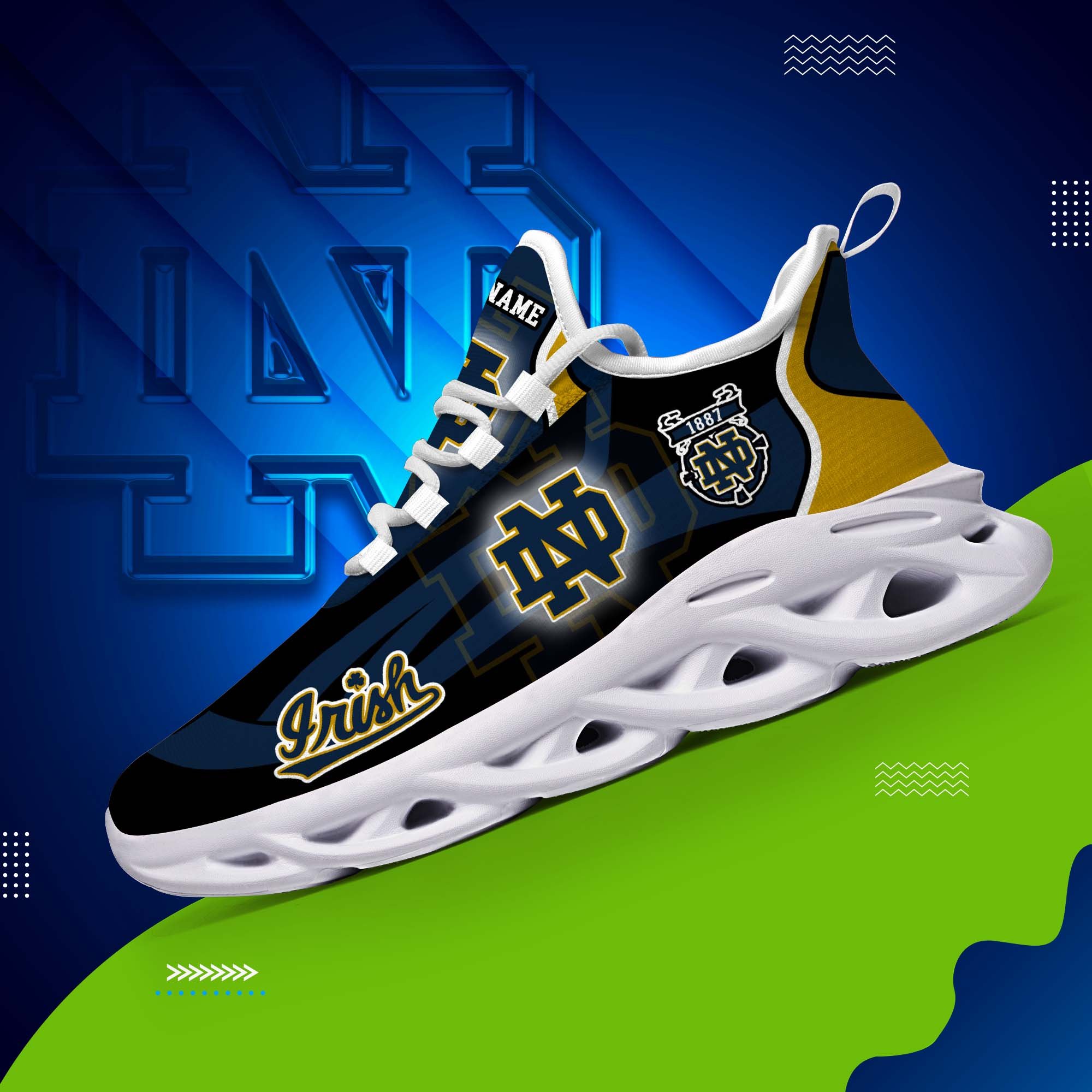 Notre Dame Fighting Irish White C Sneakers 2026 Version Personalized Your Name 090
