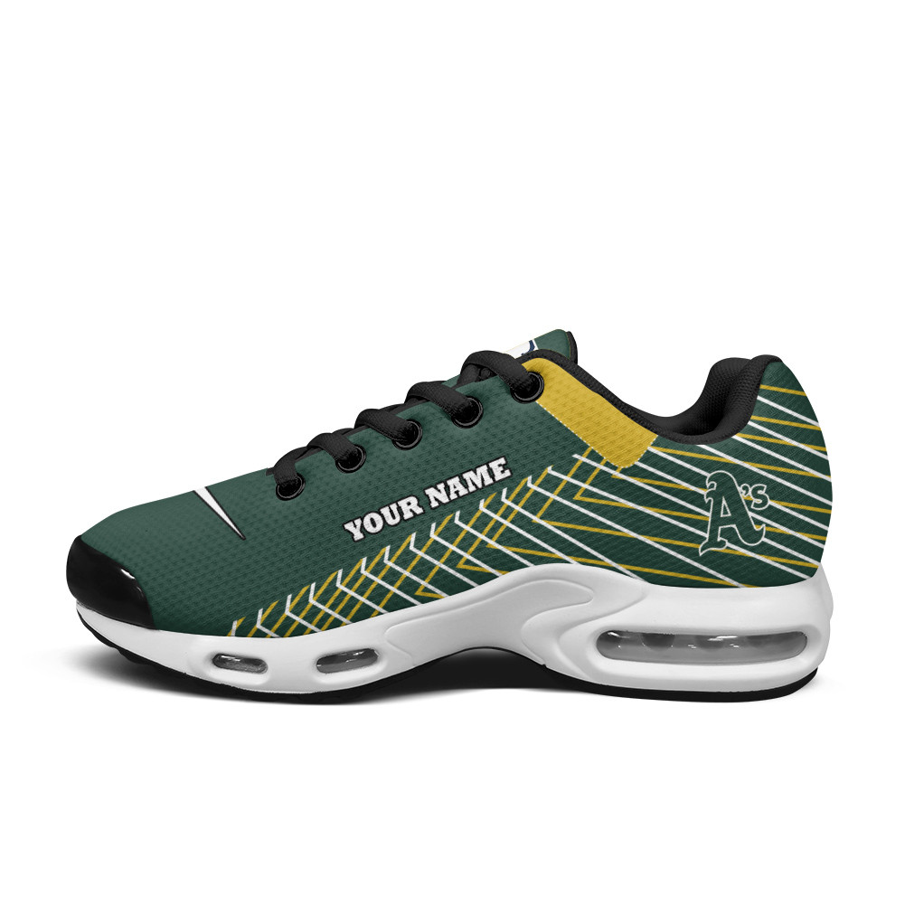 Oakland Athletics Personalized Name Team Colors Jagged Lines TN Air Max Shoes Air Cushion Sneakers