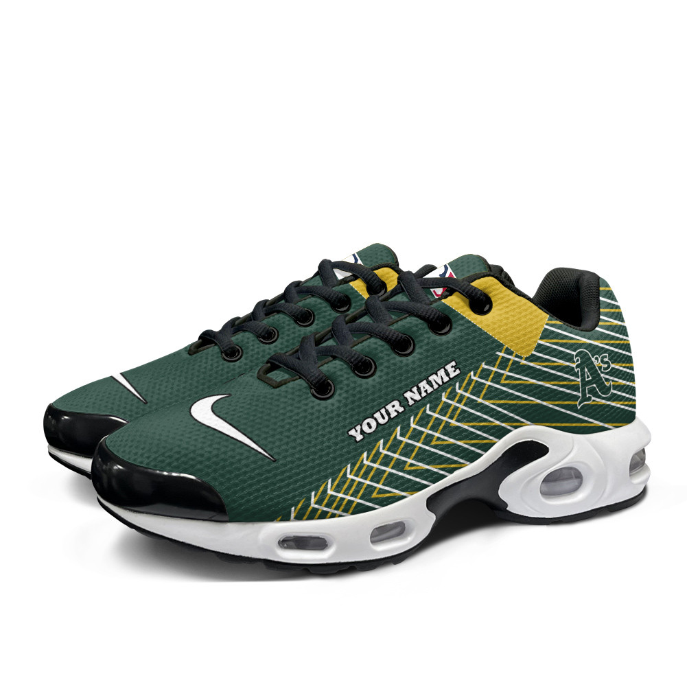 Oakland Athletics Personalized Name Team Colors Jagged Lines TN Air Max Shoes Air Cushion Sneakers