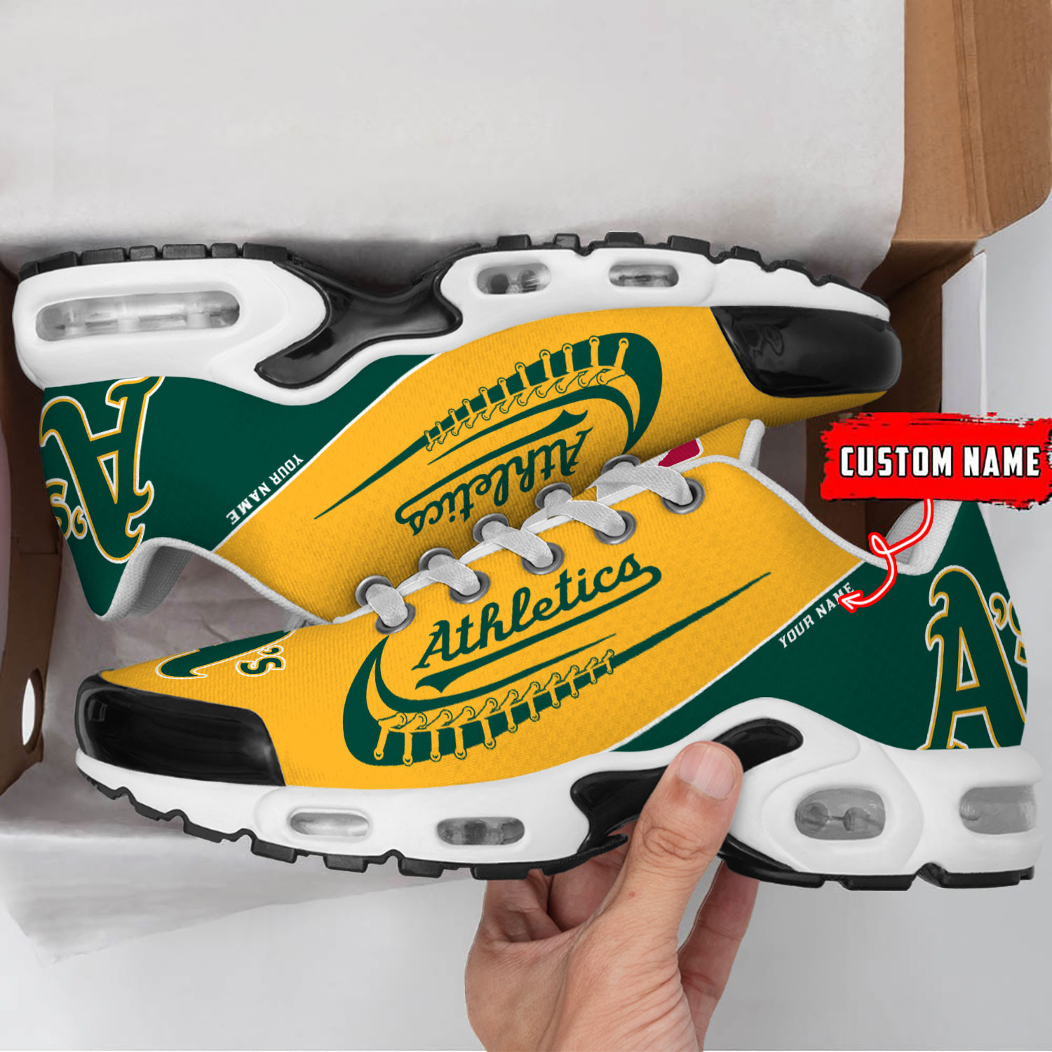 Oakland Athletics Team Logo Baseball God Wings Air Max Shoes Sneaker