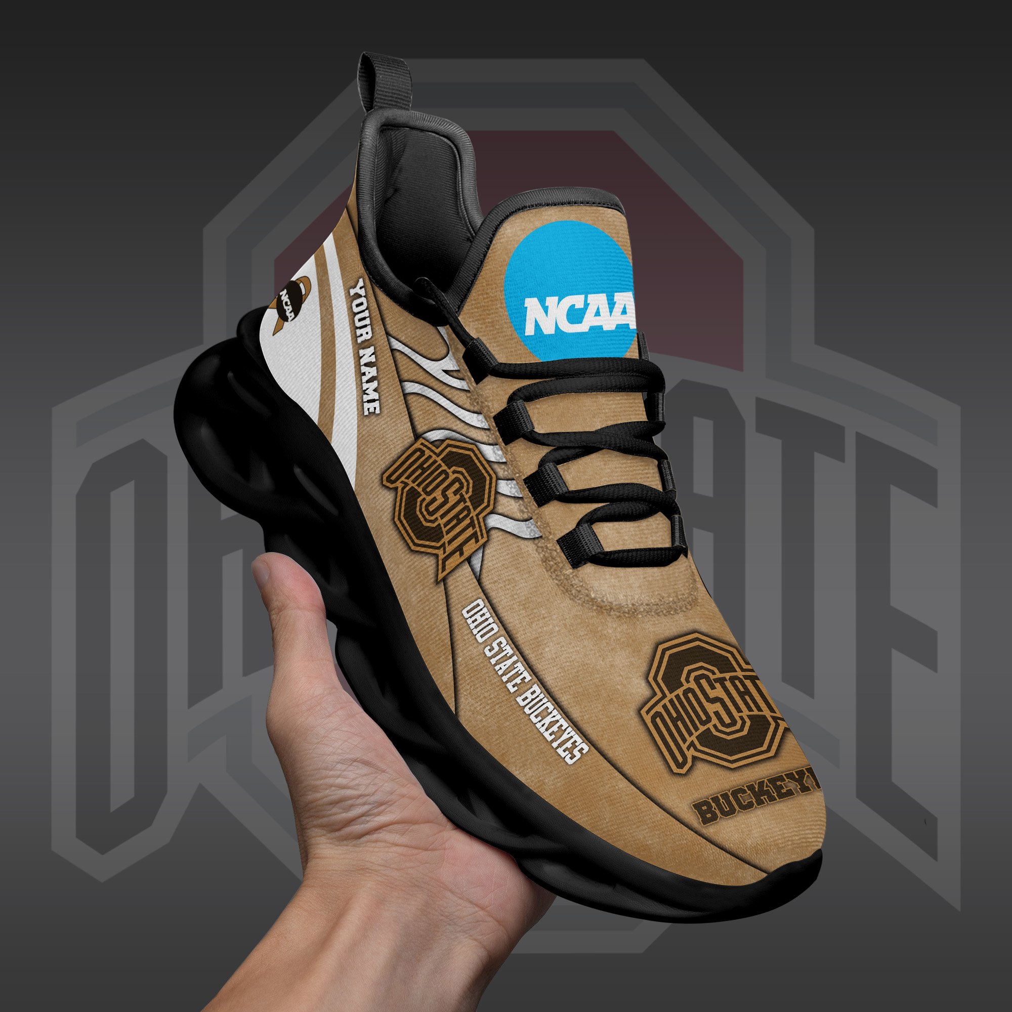 Ohio State Buckeyes Black Max Soul Shoes 2026 Versions Custom Your Name And Number 312