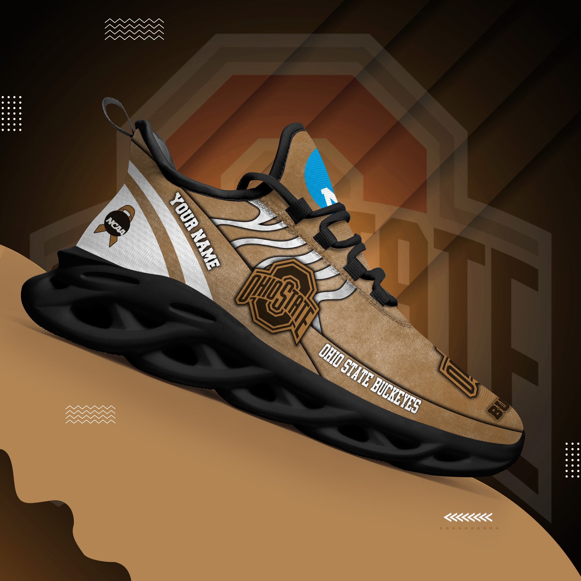 Ohio State Buckeyes Black Max Soul Shoes 2026 Versions Custom Your Name And Number 312