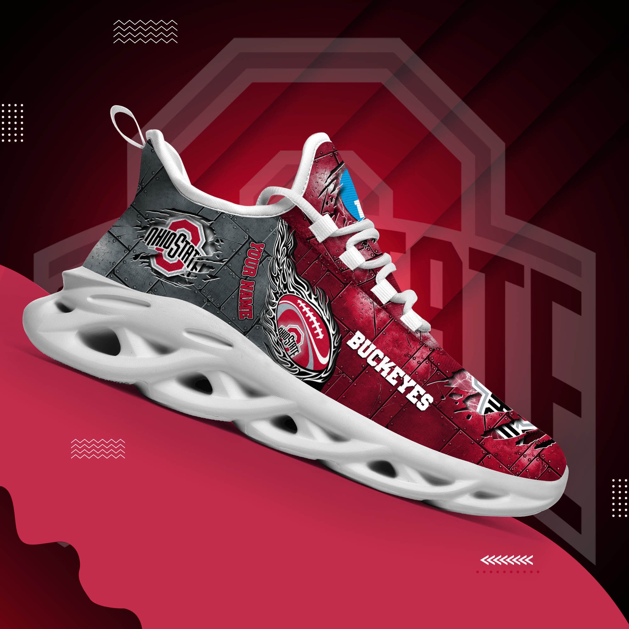 Ohio State Buckeyes Black Max Soul Shoes 2026 Versions, White Max Soul Shoes Custom Your Name PH879