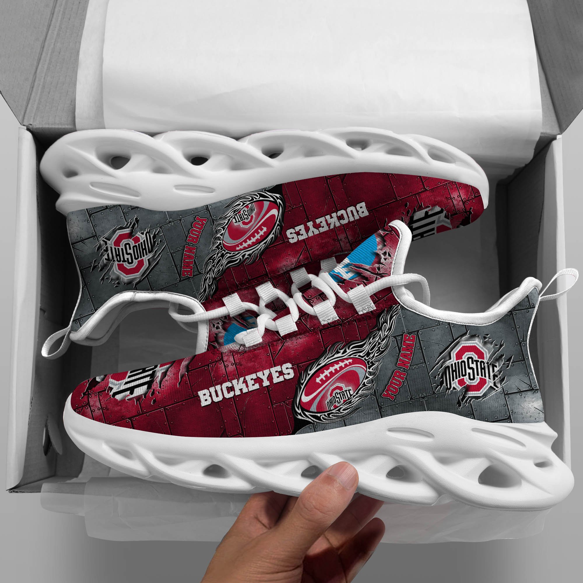 Ohio State Buckeyes Black Max Soul Shoes 2026 Versions, White Max Soul Shoes Custom Your Name PH879