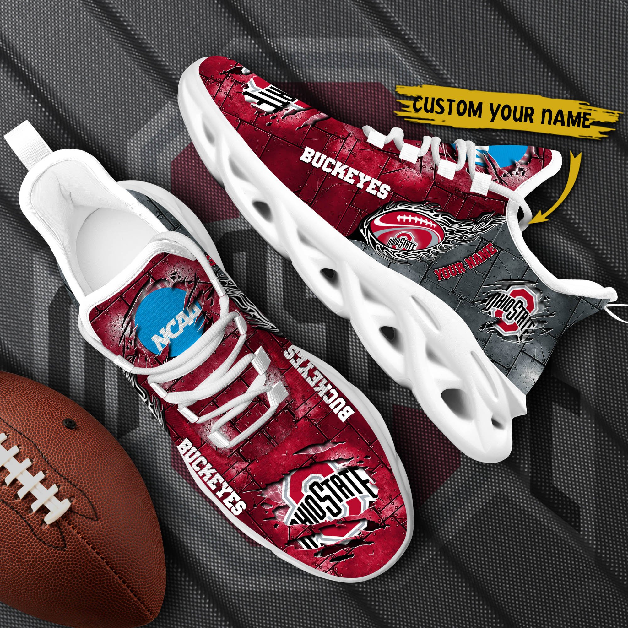 Ohio State Buckeyes Black Max Soul Shoes 2026 Versions, White Max Soul Shoes Custom Your Name PH879