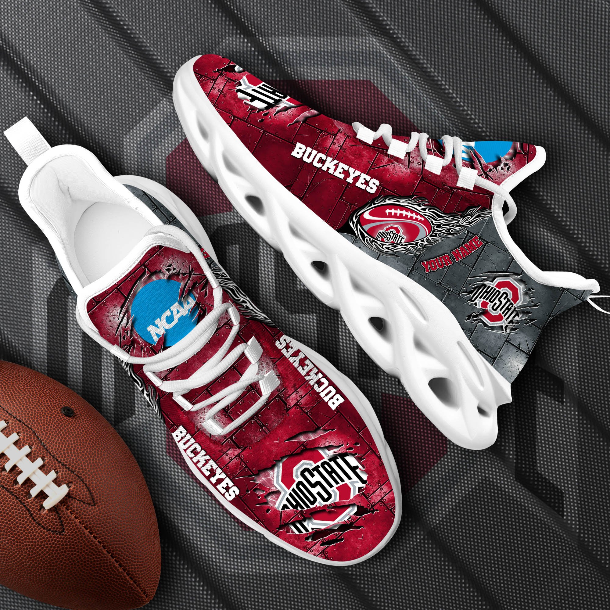 Ohio State Buckeyes Black Max Soul Shoes 2026 Versions, White Max Soul Shoes Custom Your Name PH879