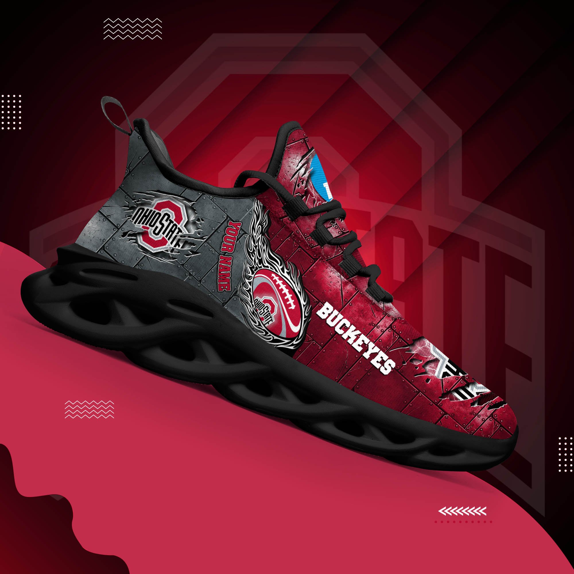 Ohio State Buckeyes Black Max Soul Shoes 2026 Versions, White Max Soul Shoes Custom Your Name PH879