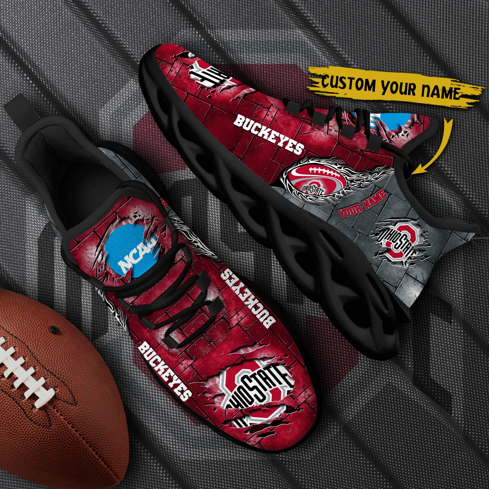 Ohio State Buckeyes Black Max Soul Shoes 2026 Versions, White Max Soul Shoes Custom Your Name PH879