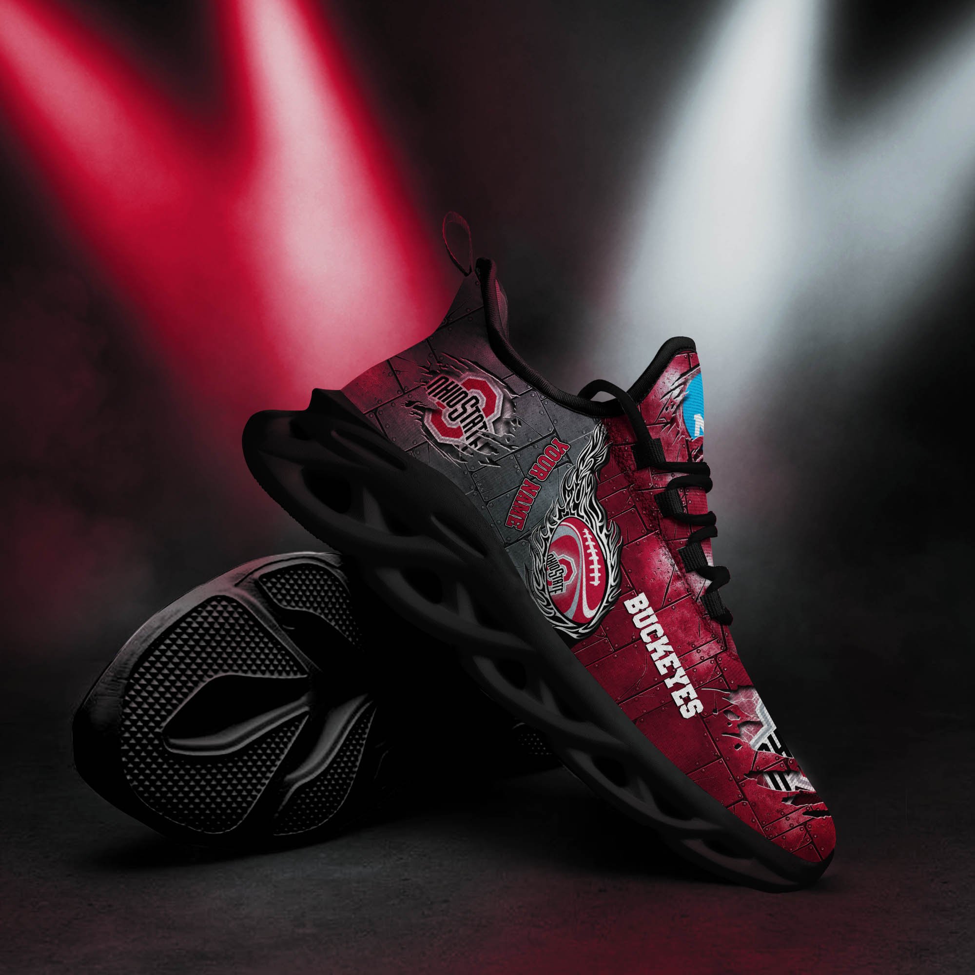 Ohio State Buckeyes Black Max Soul Shoes 2026 Versions, White Max Soul Shoes Custom Your Name PH879