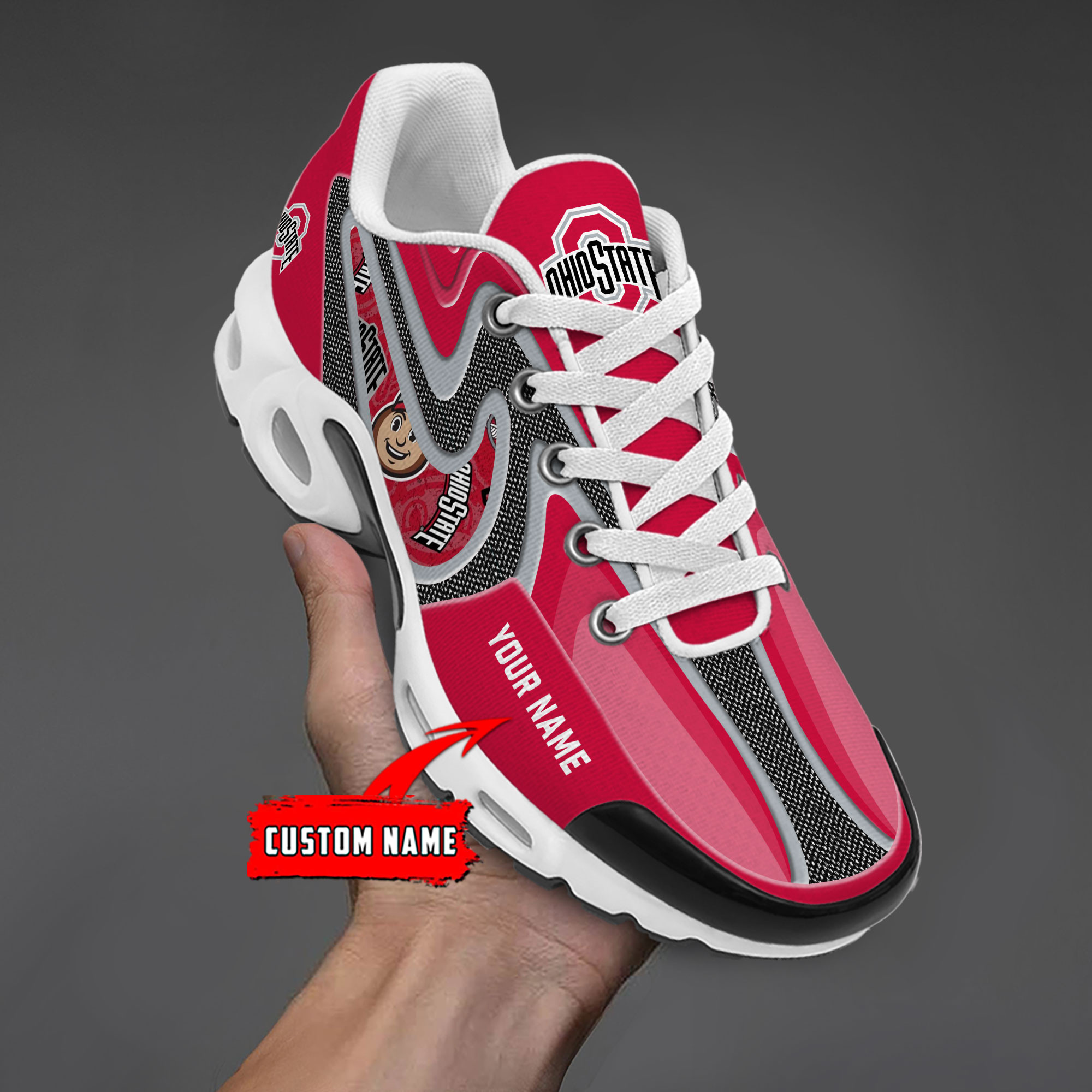 Ohio State Buckeyes Personalized Name Team Checkmark Logo Mix Colors Stitch Line TN Air Max Shoes Air Cushion Sneakers