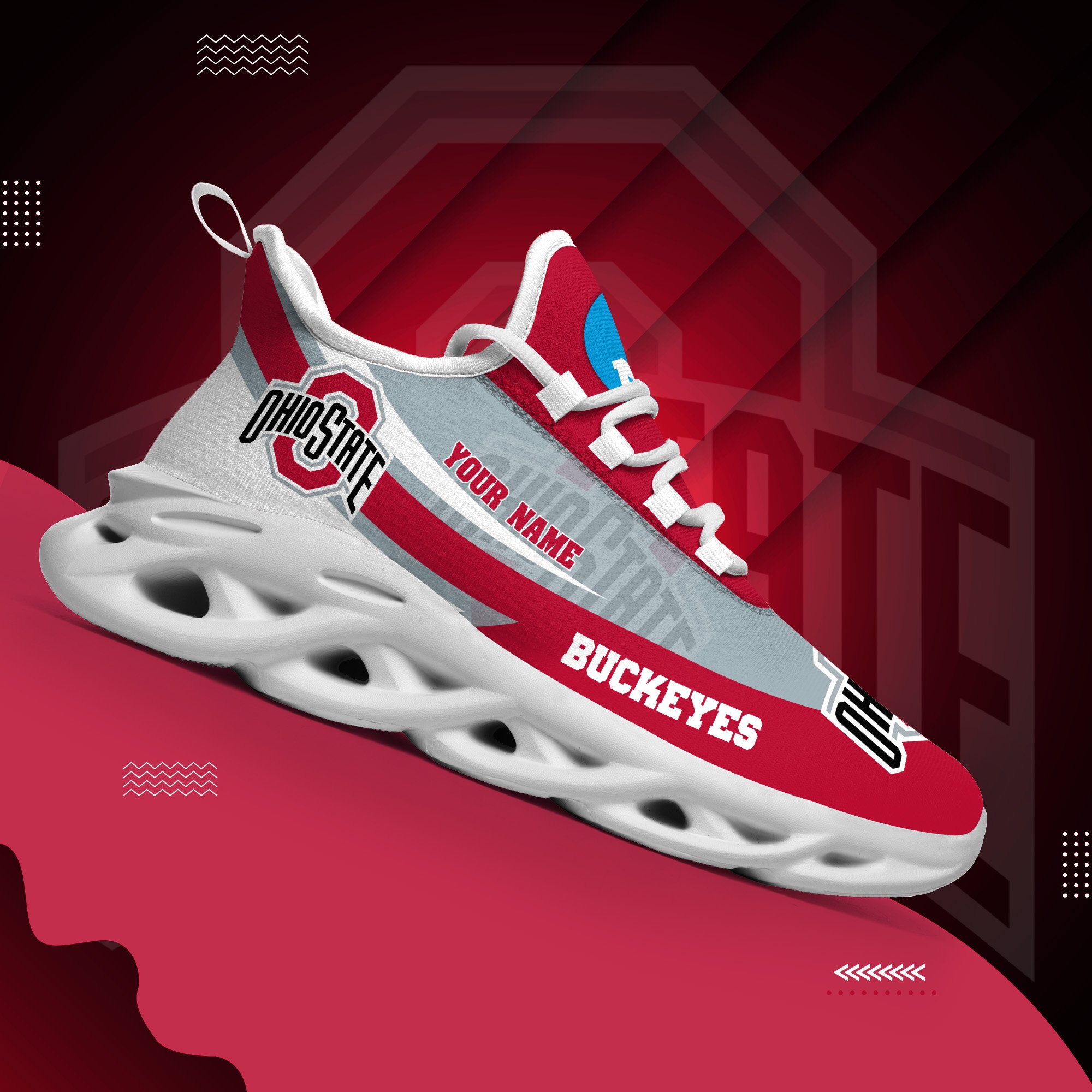 Ohio State Buckeyes White Max Soul Shoes 2026 Versions Custom Your Name, Sports Gift For Fan PH019