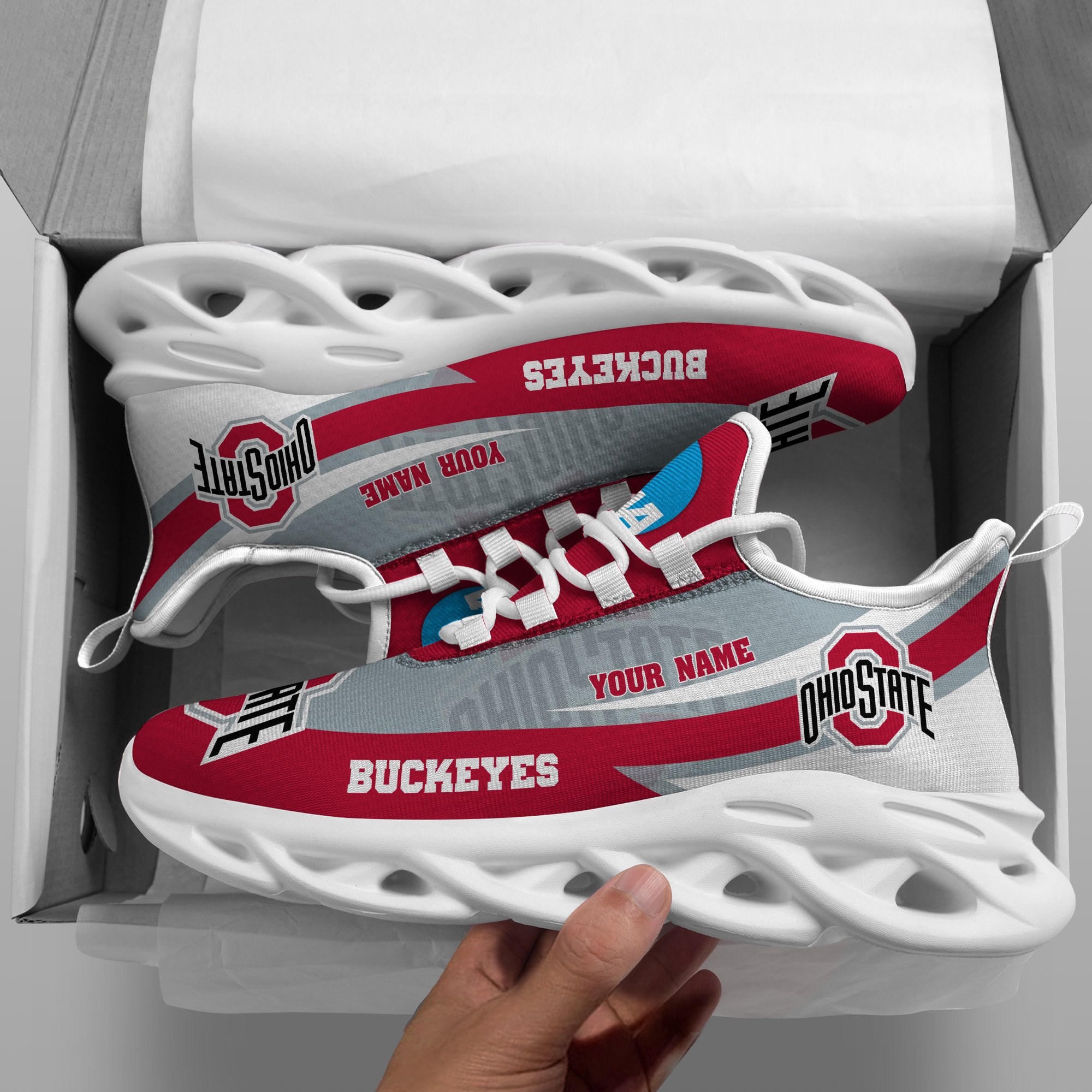 Ohio State Buckeyes White Max Soul Shoes 2026 Versions Custom Your Name, Sports Gift For Fan PH019