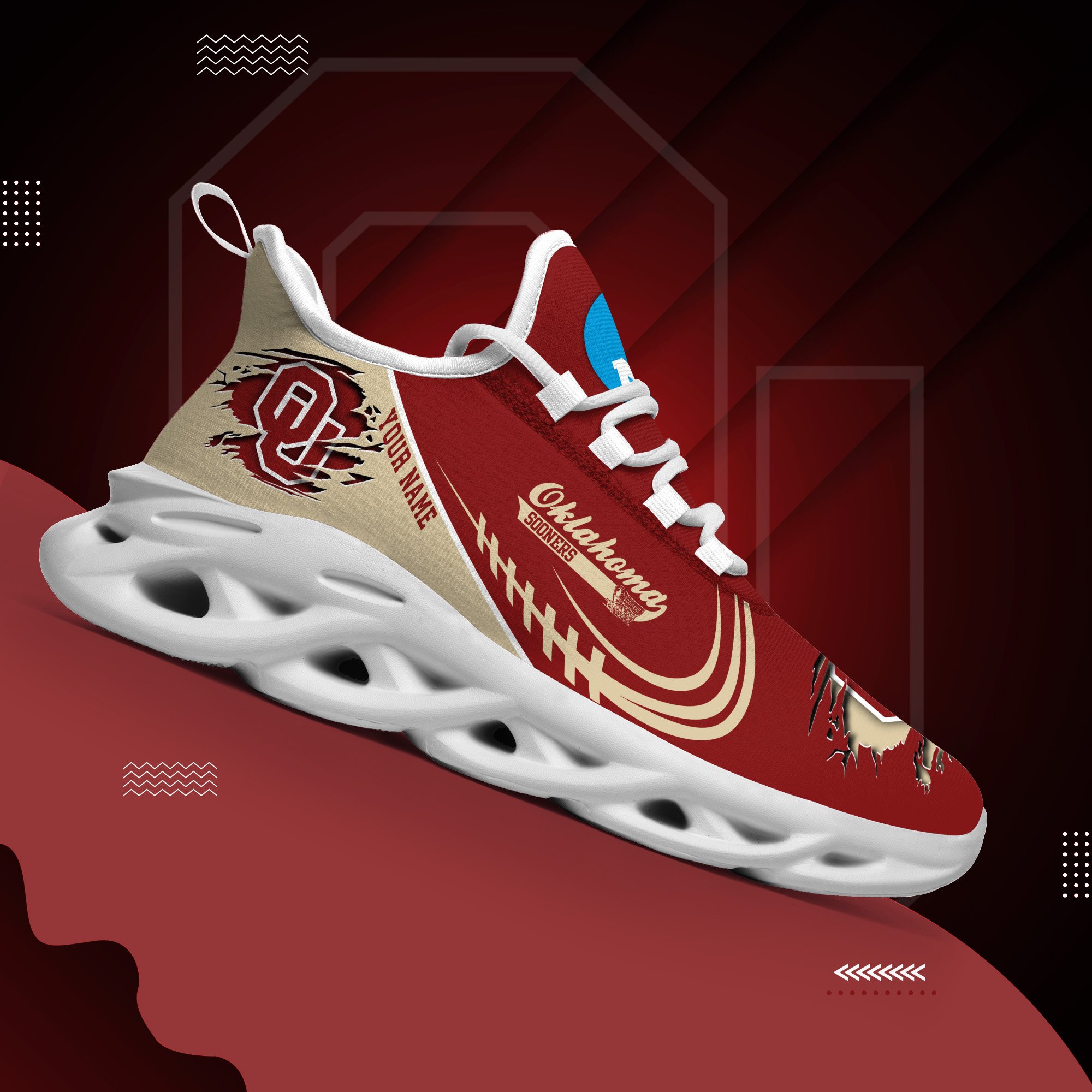 Oklahoma Sooners Black Max Soul Shoes 2026 Versions Custom Name 016