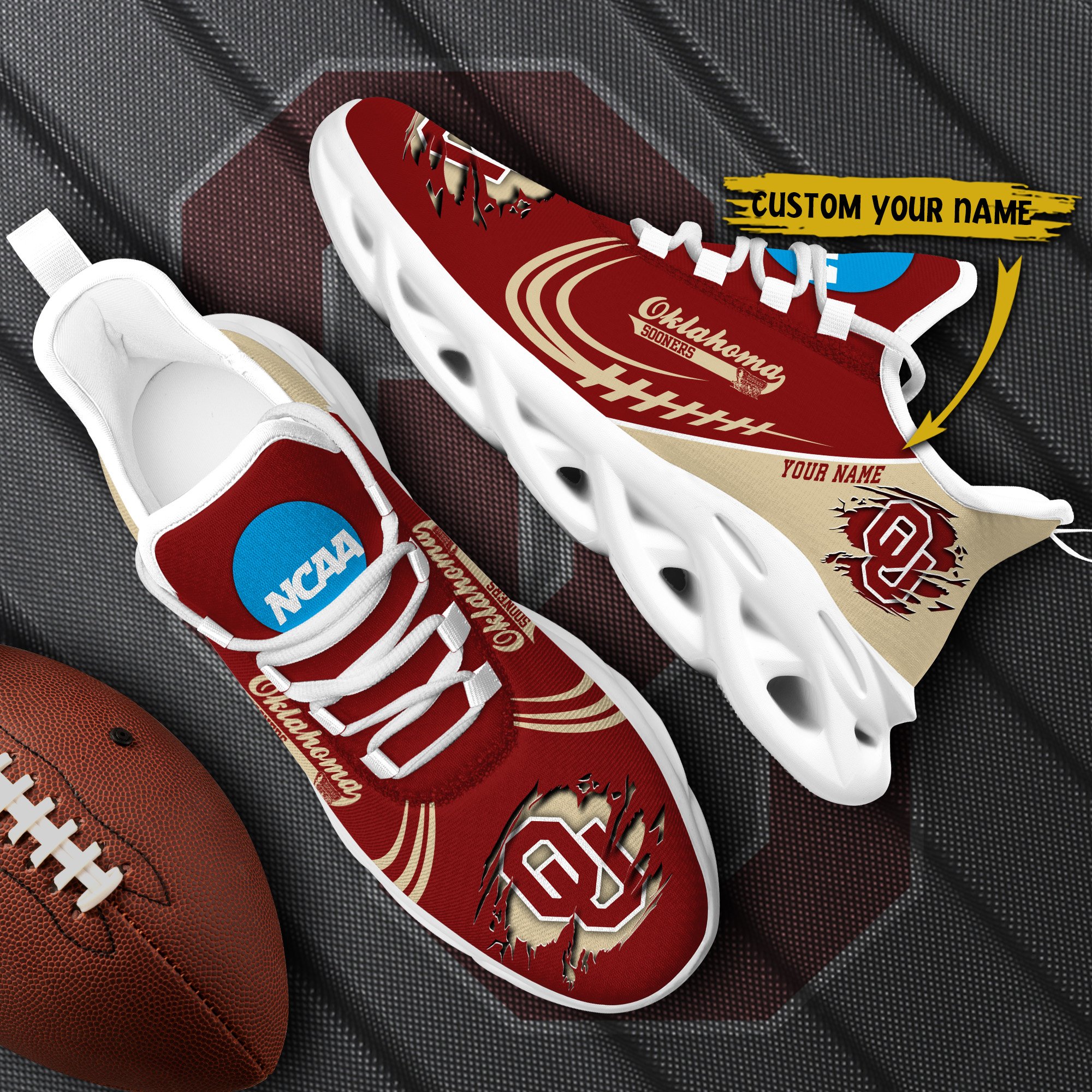Oklahoma Sooners Black Max Soul Shoes 2026 Versions Custom Name 016