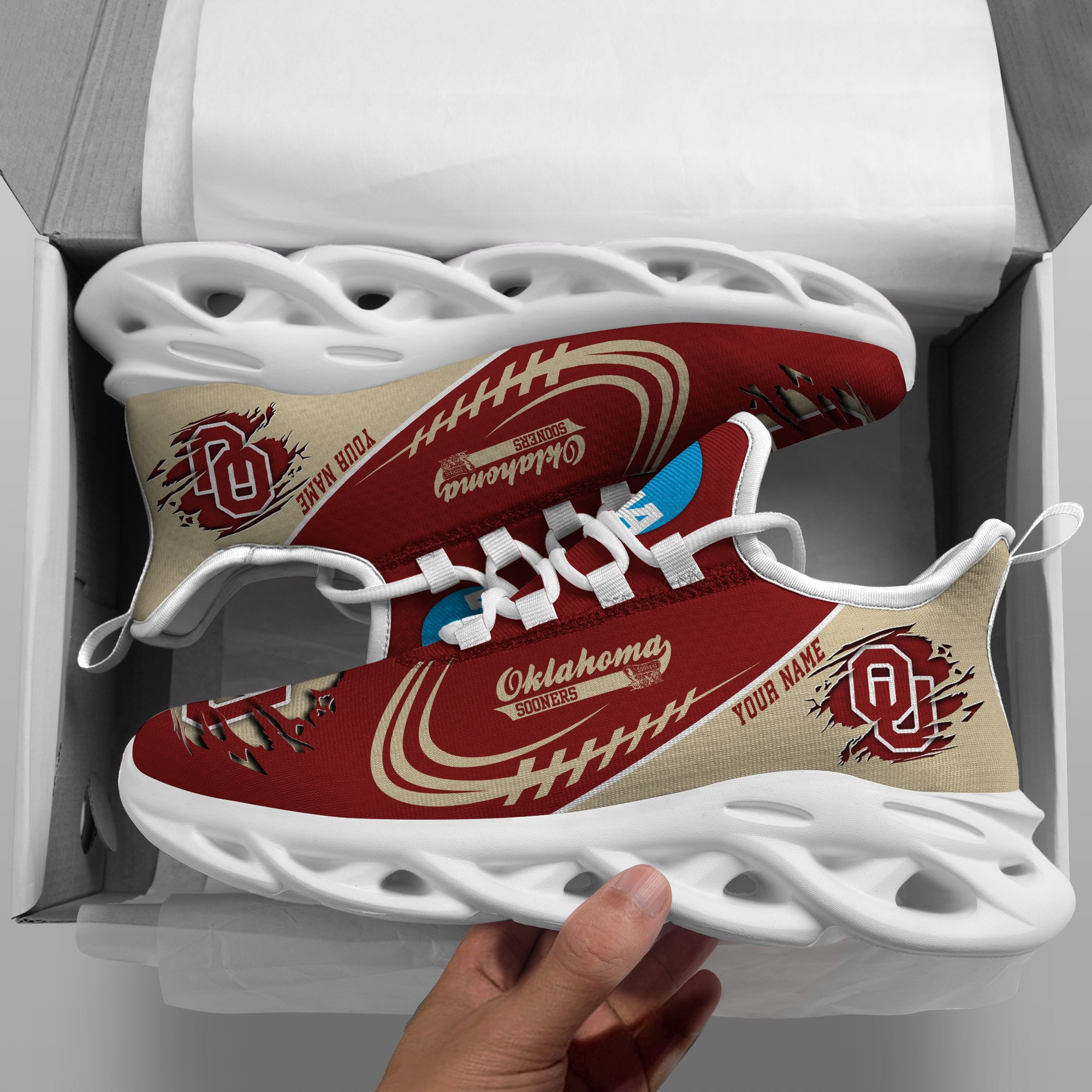 Oklahoma Sooners Black Max Soul Shoes 2026 Versions Custom Name 016