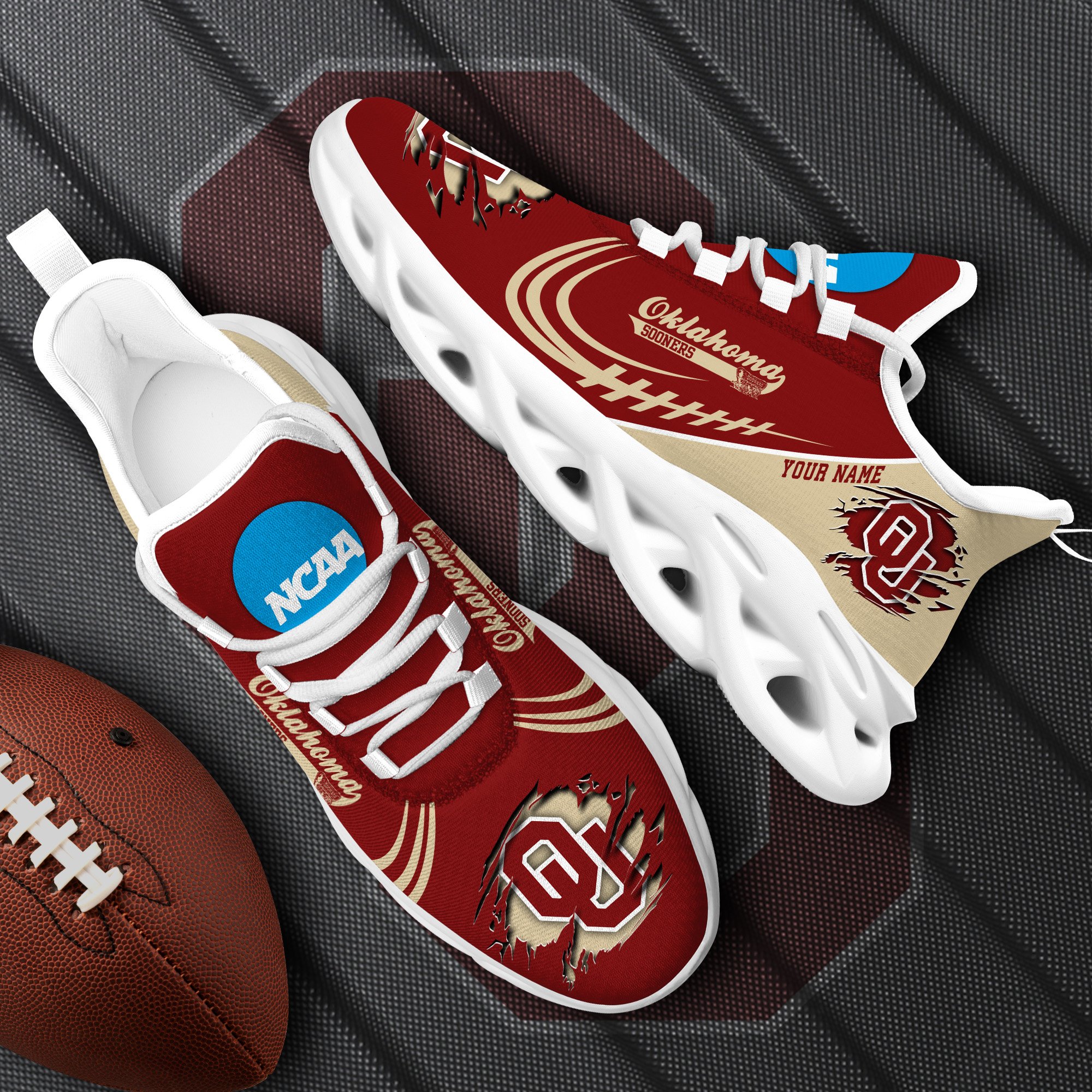 Oklahoma Sooners Black Max Soul Shoes 2026 Versions Custom Name 016