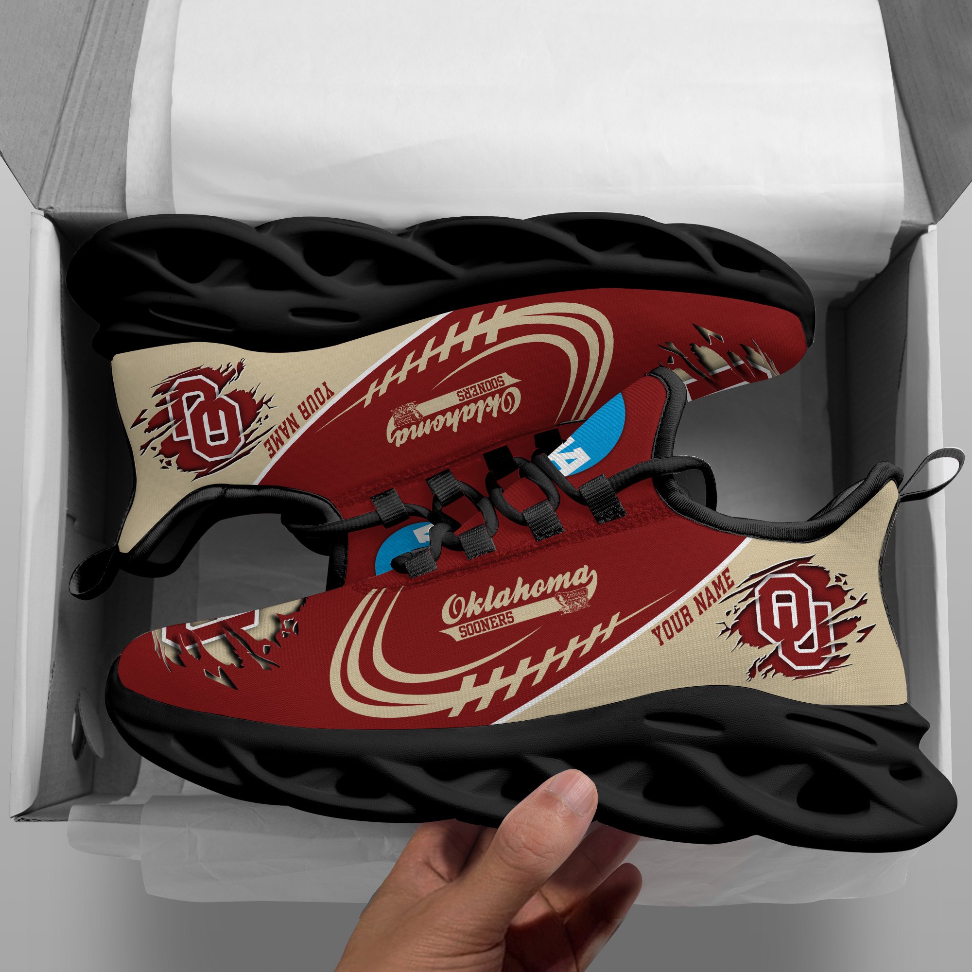 Oklahoma Sooners Black Max Soul Shoes 2026 Versions Custom Name 016
