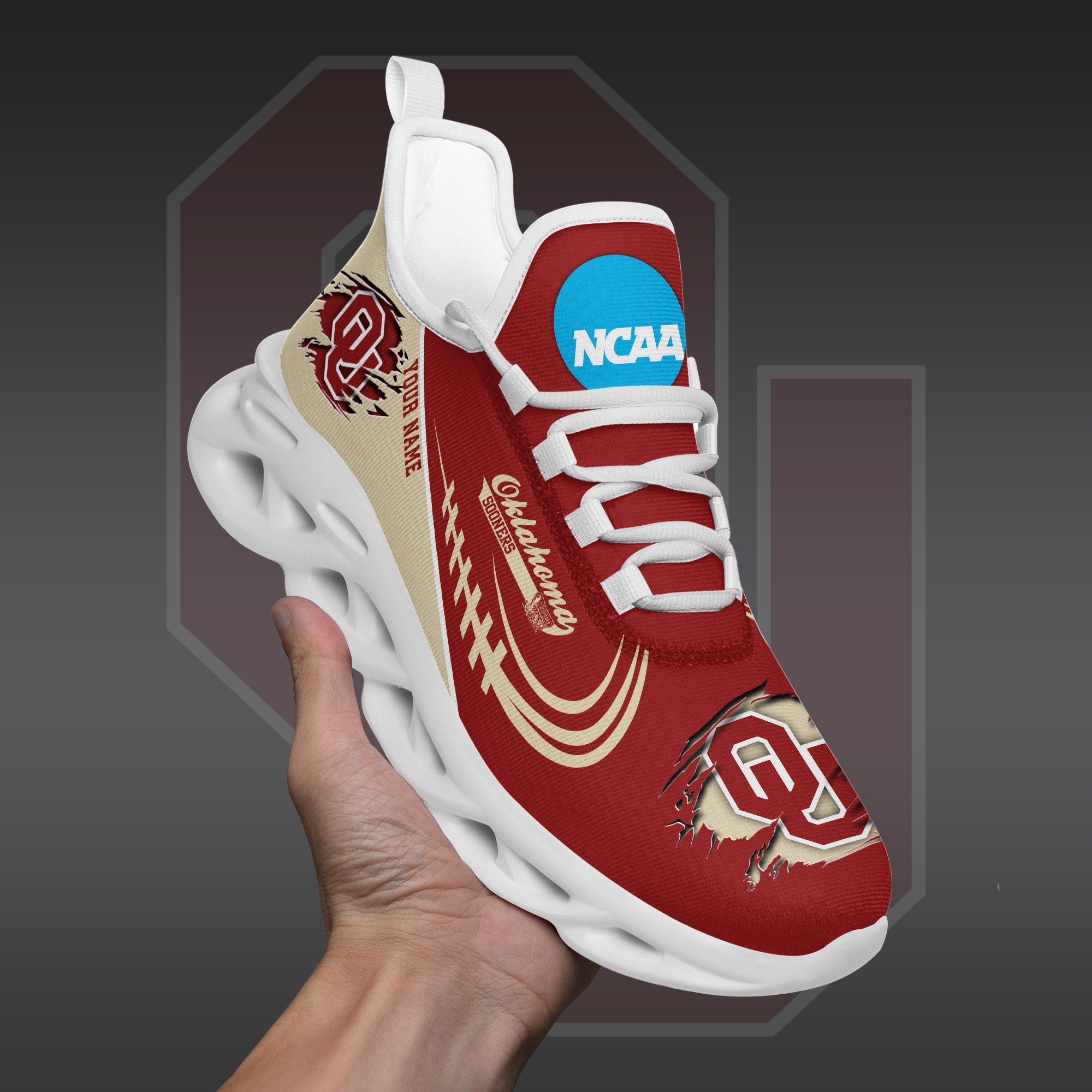 Oklahoma Sooners Black Max Soul Shoes 2026 Versions Custom Name 016