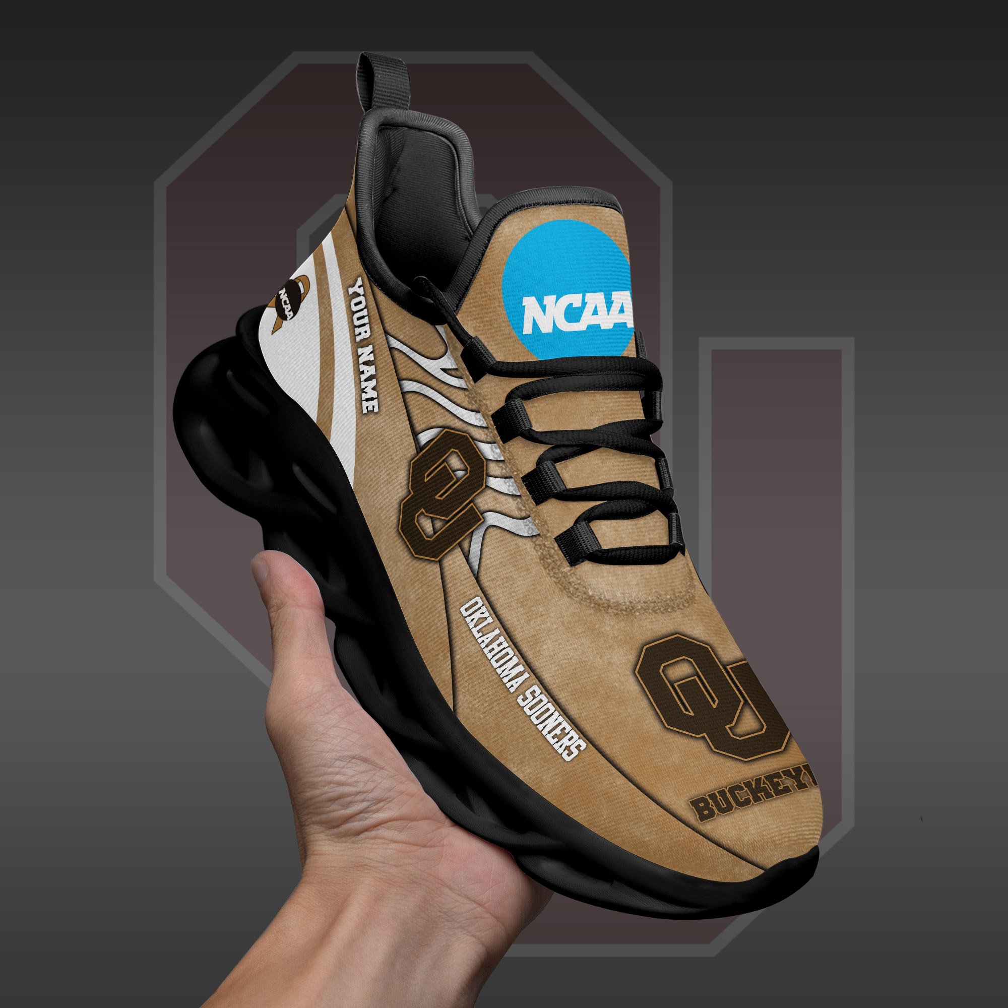 Oklahoma Sooners Black Max Soul Shoes 2026 Versions Custom Your Name And Number 312