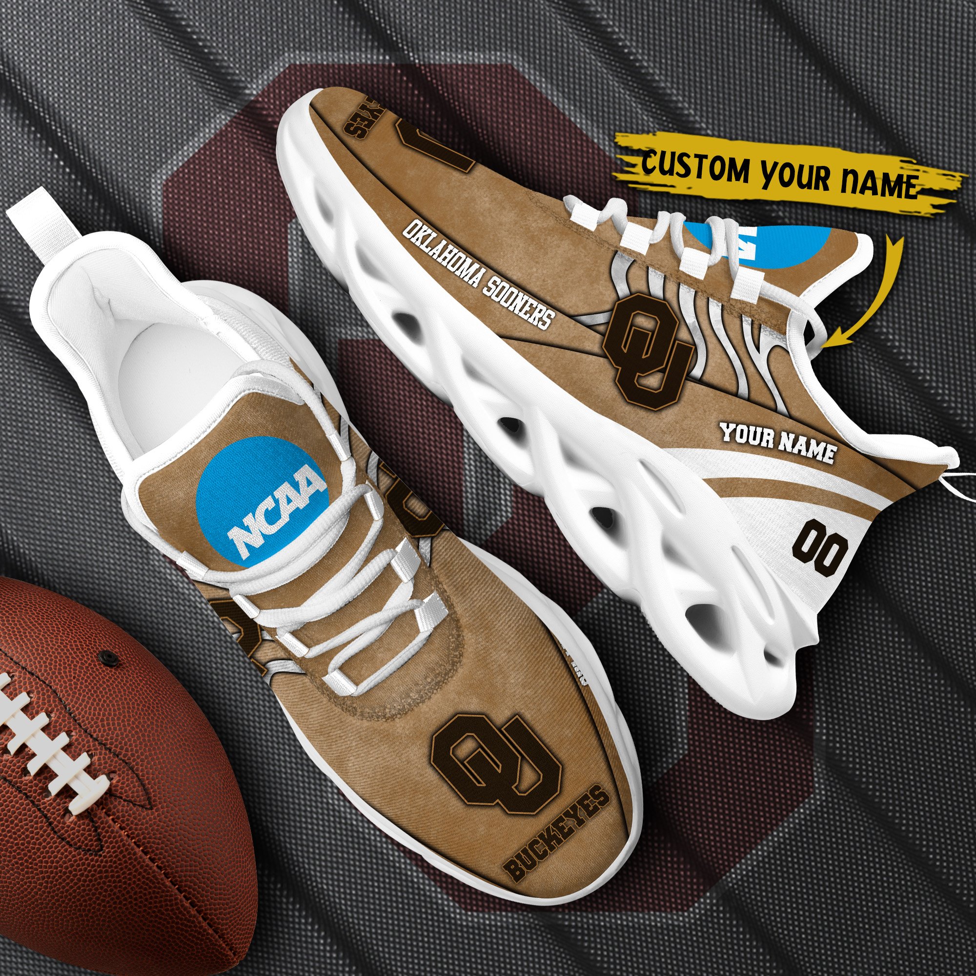 Oklahoma Sooners Black Max Soul Shoes 2026 Versions Custom Your Name And Number 312