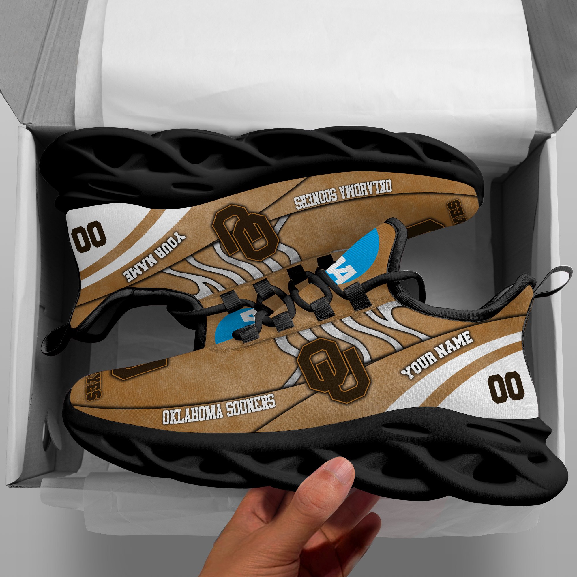 Oklahoma Sooners Black Max Soul Shoes 2026 Versions Custom Your Name And Number 312